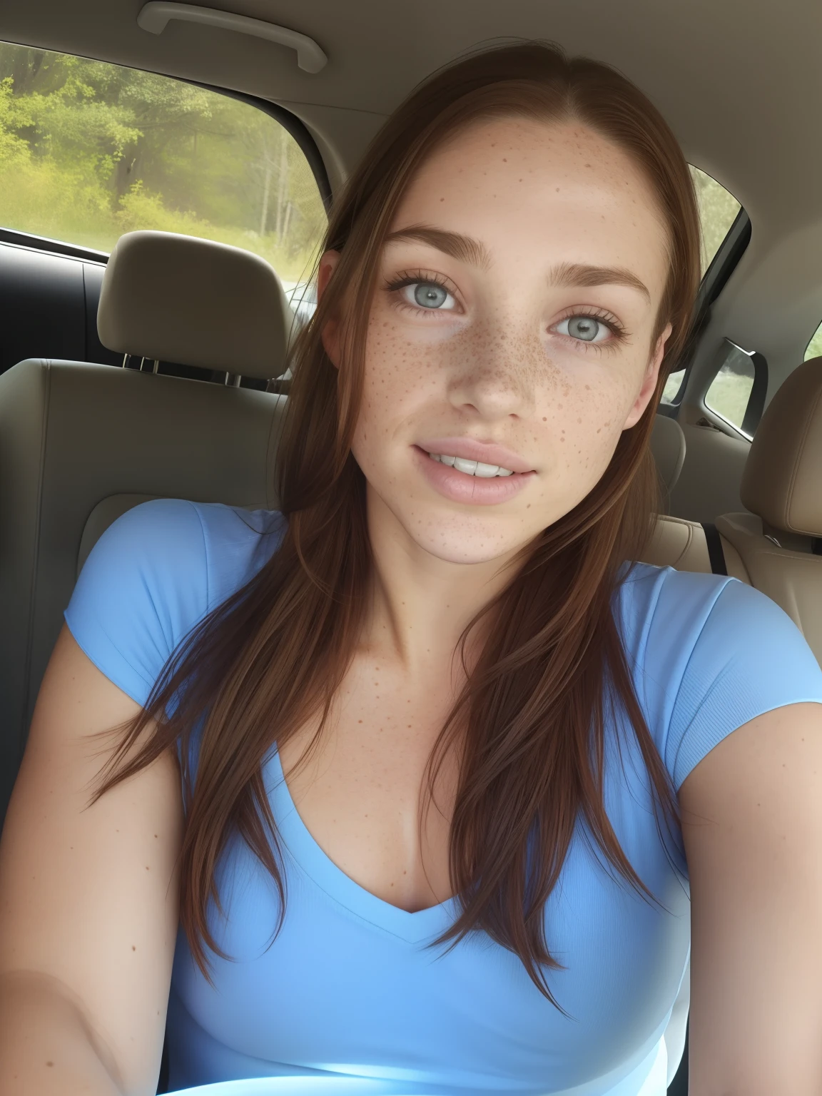 Beautiful girl, detailed blue eyes, long white niveous hair, detailed facial traits, blowjob in a car (BMW M3 F90), black african male legs, black african male penis