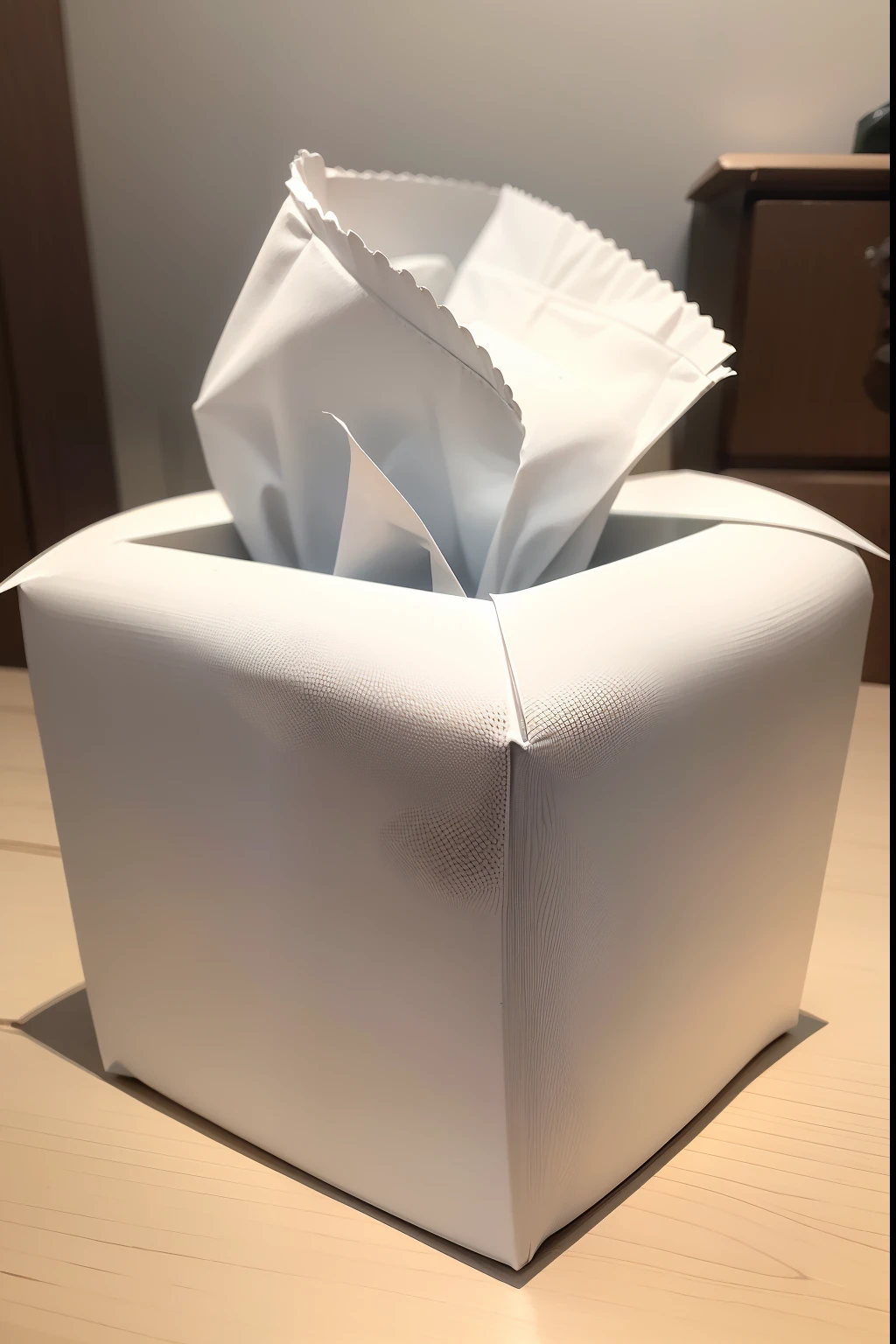 A square tissue box,The surface of the box has an irregular texture,