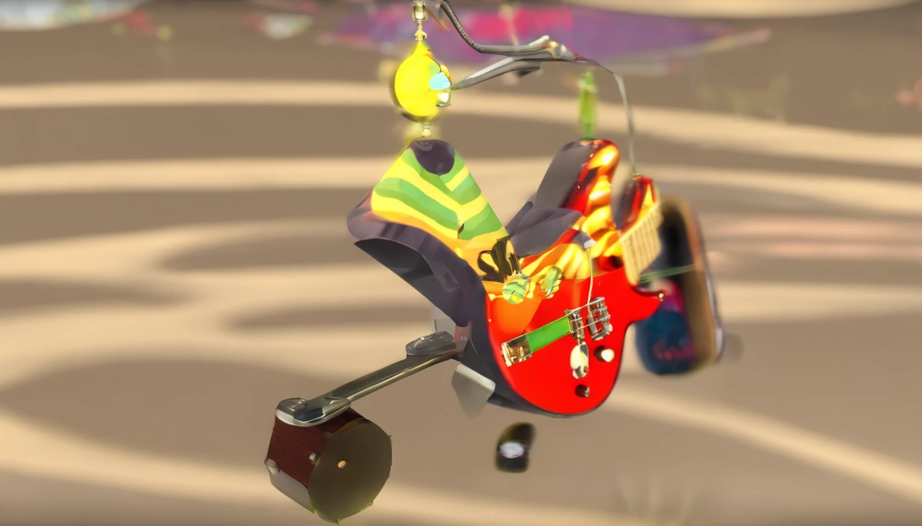 Rock puppy,Rock music,plays the guitar,DJ,o cachorrinho,hippy,full bodyesbian,pointy footwear,ball room,crowd of,Focus on the puppy,OC renderer