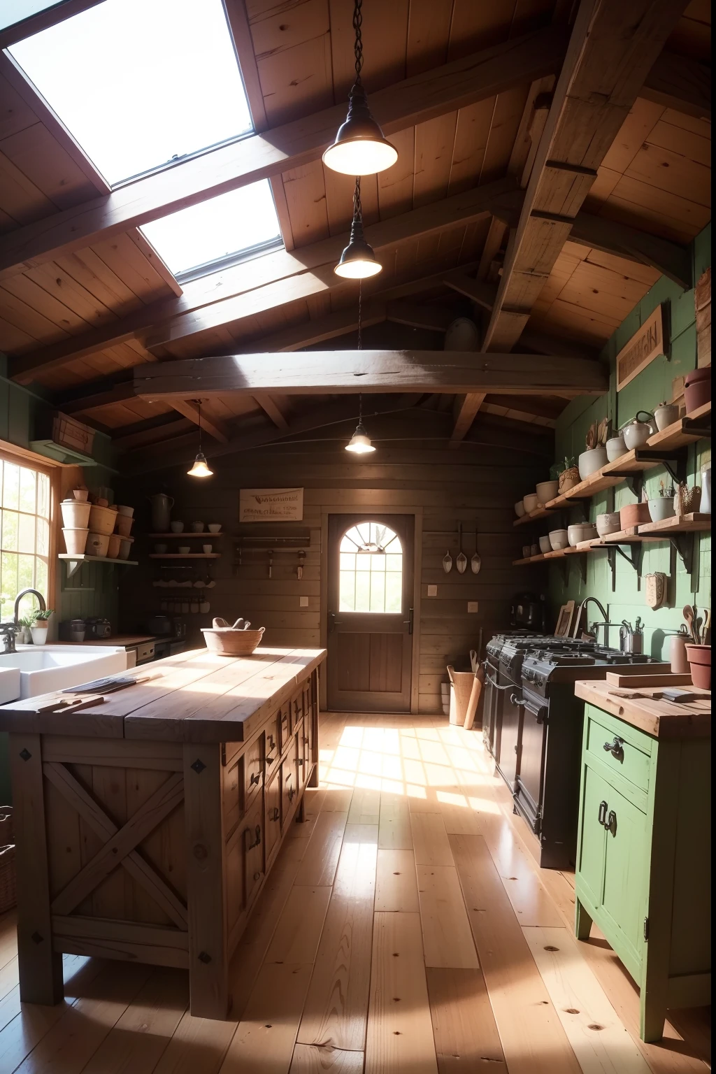 The Vintage Industrial Shed has a rustic and charming appearance, with bricks in sight reminiscent of old buildings. The façade is marked by large windows with wrought iron frames, permitindo a entrada de luz natural. The main entrance is highlighted by an aged solid wood door, conferindo um toque de autenticidade.
Layout Interno:
Upon entering the shed, visitors are transported to a bygone era. The interior is a mix of nostalgia and functionality, with well-organized spaces for boxes, Tools and machines.
Box Storage Area: One section of the shed is dedicated to the storage of boxes stacked on sturdy metal shelves. These boxes are old and vary in size, some even displaying faded shipping labels from decades ago.
workstation: In the center of the shed, There is a workstation with worn wooden countertops, where artisans and workers can repair or restore old items. Aqui, You'll find traditional hand tools hanging on the walls, como martelos, alicates e chaves de fenda.
old machines: The Vintage Industrial Shed also houses old machines, como prensas de ferro fundido e tornos vintage. These machines are still in operation and are used to create unique pieces with a handmade approach.
Display Area: A part of the shed is dedicated to the display of finished products and restored items. Wooden shelves display unique pieces that have been carefully restored to their former glory.
Ambiente e Atmosfera:
The shed has a warm and nostalgic atmosphere, with soft lighting and time-worn hardwood floors. The sound of working machines and lively conversations among the artisans creates a sense of community and teamwork.