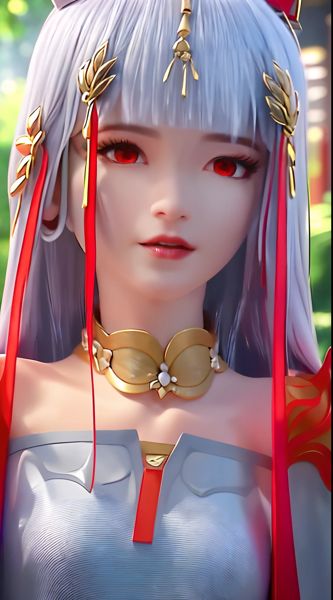 "A beautiful 20-year-old girl, wearing a thin Chinese red and white hanfu skirt, red as the main ao dai, platinum hair color, the most beautiful and detailed hair jewelry, round shape and extremely beautiful face beautiful, thin, most beautiful eyebrows and perfect face, ((black eye pupil:0.8)), very beautiful eyes, (((red eye:1.4)), eyelash makeup and fine details, high nose, earrings, thin lips, red lips, ((closes mouth: 1.5)), beautiful lips, slim arms, best thighs, (((hands spread out to the sides: 1.5)), strong limbs, face rosy, clean face, beautiful face without blemishes, smooth white skin, cleavage, ((big breasts: 1.6)), ((very round breasts: 1.3)), ((super tight breasts: 1.2)), ((breast augmentation:1.5)), nice breasts, ((lower biceps: 1.5)), 8k photo quality, super high quality, surreal, 10x super pixel, real photo, dark studio, border light, two-tone light, (high detail skin: 1.2), super 8k, soft light, high quality, volumetric light, realistic, Photo, high resolution, light, best photo, 4k quality, Smooth and sharp, 10x pixels, (galaxy:1.7), aurora, lightning, surreal graphics, most realistic graphics, 1 girl, alone, solo, Super sharp image, surreal, ((portrait:1.5)),"