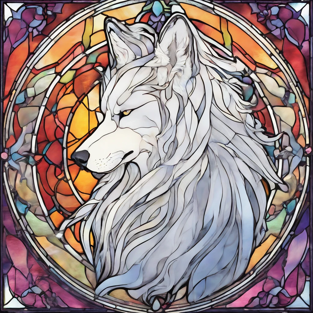 male with wolf ears and a wolf tail, long white hair with flowing long locks, has light beard, shirtless, wearing fingerless gloves, wearing worn jeans, is sweaty