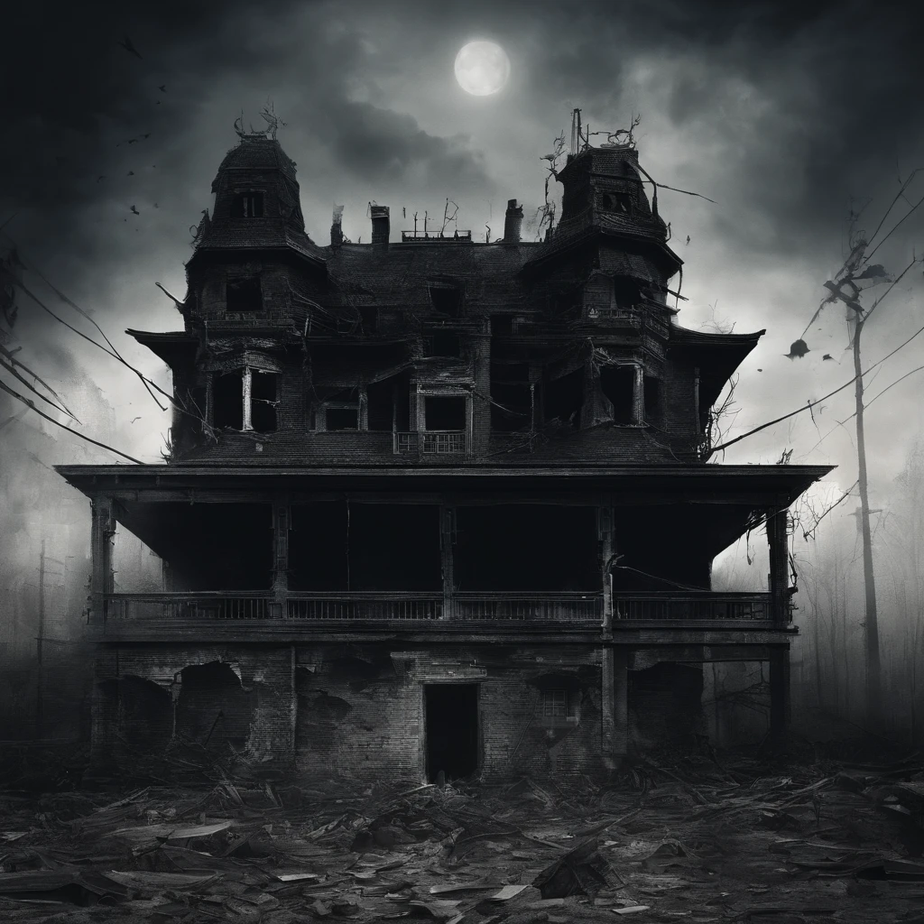 Chinese elements，(Paper Man:1.2)，Inside the broken house，darkly，An atmosphere of terror，super detailing，Masterpiece, Best quality，Superb quality,, high resolution