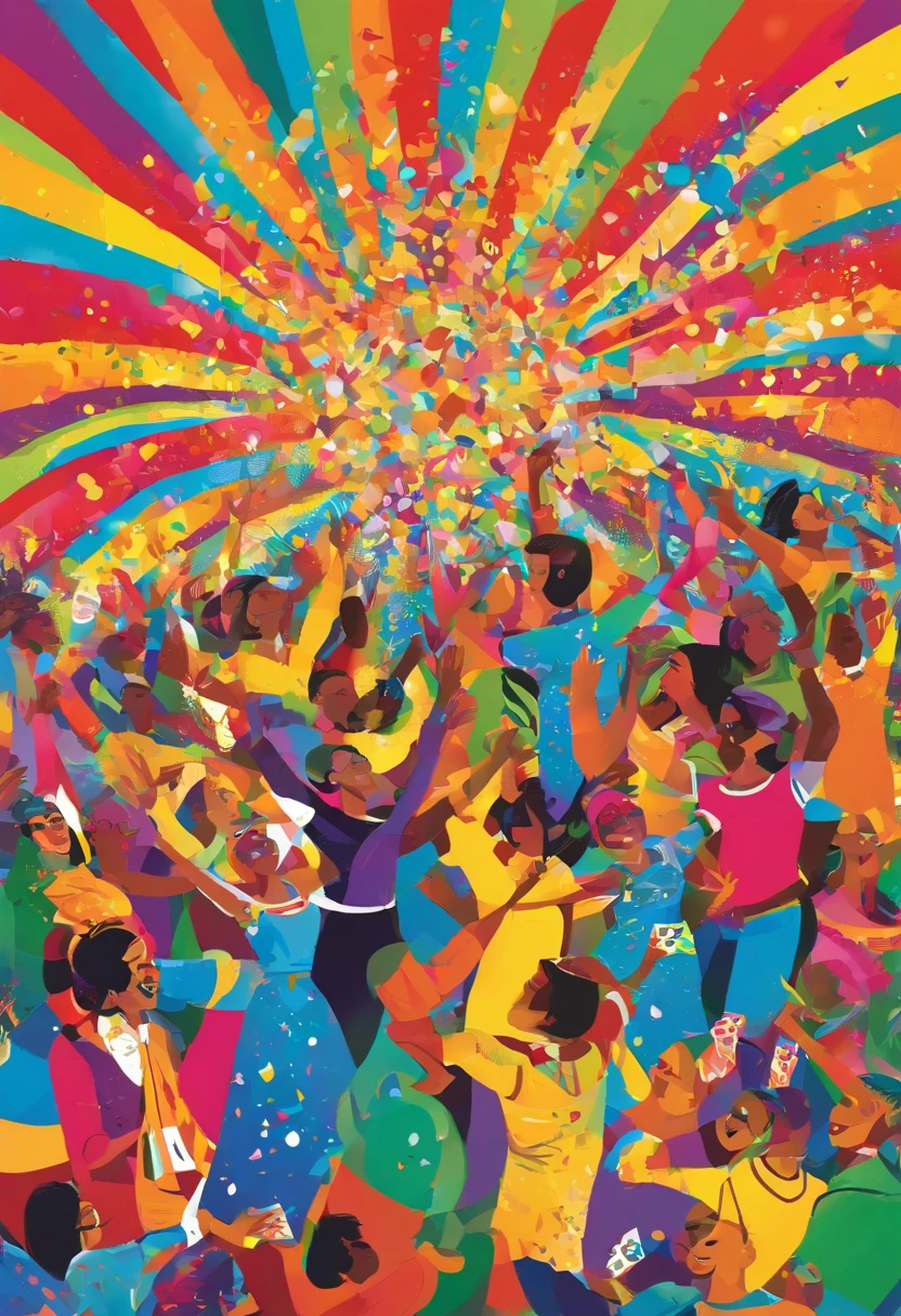 Forge an image of people reveling in a celebration that is irresistibly captivating, demanding the immediate attention of all who view it. This image should be a masterpiece of exuberance and artistic expression, leaving a profound and lasting impact.
At the heart of the composition, a diverse group of people exuberantly celebrates, their joy infectious and their expressions filled with delight. Each individual is meticulously portrayed, with colorful and striking attire that reflects the diversity of cultures and traditions coming together in celebration.
Surrounding the revelers, create an explosion of vibrant colors, confetti, and fireworks that light up the scene. The atmosphere is electric with energy, and the palpable excitement radiates from the image.
Illuminate the image with a dynamic interplay of light and shadow, capturing the essence of the celebration's intensity. The expressions of jubilation on the faces of the people should convey the sheer exhilaration of the moment, inviting viewers to partake in the festivities.
The backdrop should be a kaleidoscope of cultural symbols, music, and dance, all seamlessly interwoven to represent the universal language of celebration. This vibrant setting encapsulates the spirit of unity and joy that transcends boundaries.
Ultimately, this image serves as a powerful homage to the joy of communal celebration, encouraging viewers to embrace the universal spirit of togetherness and revelry. It is an image that not only captures the essence of the moment but also inspires observers to join in the festivities and celebrate life. --ar 16:9 --v 5