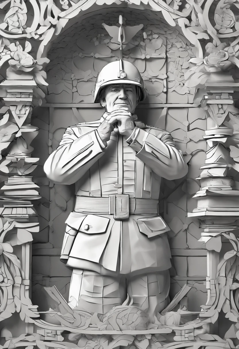 Absurd resolution, high resolution, (Masterpiece: 1.4), Hyper-detailing, Middle-aged man in military uniform, Scientific Observatory background, Screen wall, etc, Open your mouth excitedly, Upper body photo