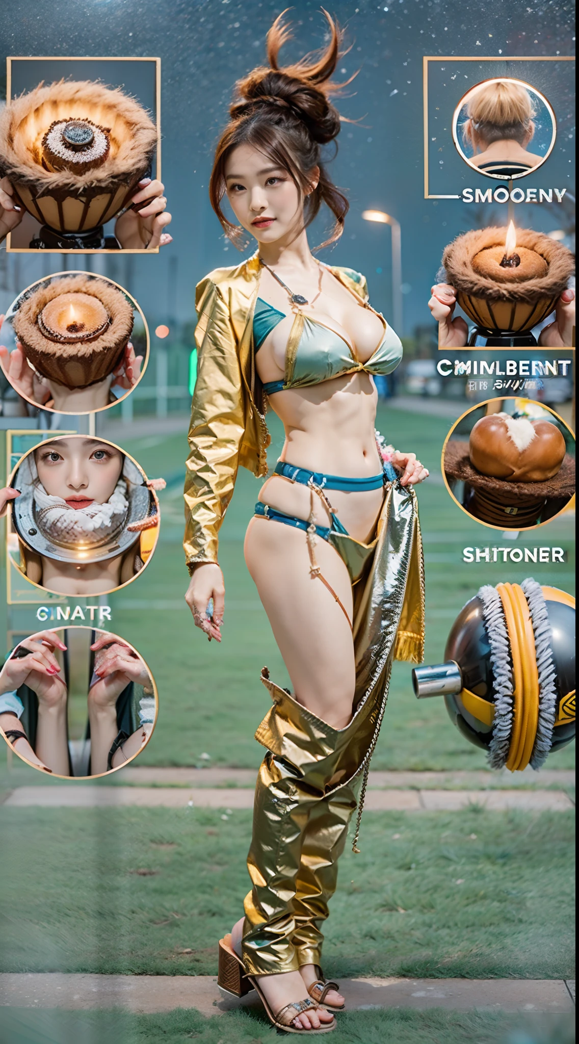 In a very grand scene,The extra-large wide-angle lens captures the appearance of a female centaur。She is tall,It has the ultimate curvy beauty,The muscles are slender and firm,Beautiful lines。Her facial features are tough and coquettish,Always with a sunny smile。She wears special tight-fitting equipment with a strong sense of technology,Step on multifunctional off-road style heels,Delicate and practical protective gear is worn on the hands, feet, wrists, neck and shoulders。The detection equipment around you flashes various cue lights and neon-like information screens,Let her exude a charming brilliance。Use Midjourney's advanced tools,Design special tight-fitting equipment for female centaurs,Highlight her unique physiological characteristics and appearance details,Add realism。And in her adventure scene,Spectacular views of nature,Such as the sky where storms and sunny days alternate、Brilliant rivers of stars and auroras、The snow-capped summit of Mount Everest、Fireworks in the mountain town, etc。ao mesmo tempo,Away from the hustle and bustle of Long Beach Pier is a neon-lit spaceship docked,Create a fantastic scene。Use Midjourney's advanced tools and multiple color palettes、Brush Strokes、Texture tools and model packages,It shows a sense of atmosphere where beauty and charm coexist。The charm of the female centaur is highlighted through color and lines,Enhance realism with detailing,Create a surreal dreamy feeling。Additionally,Use Midjourney's tools to add a variety of extreme sports gear and cultural trinkets to the female centaur,Create intricate hairstyles and outfits,Give her a sense of premium。She never flinches,Regardless of the terrain,can respond quickly,Even the extreme geography and dangerous terrain of aliens cannot stop her。Use Midjourney's powerful tools,You can do it with incredible detail and beauty,Bring this ultra-grand and beautiful scene to life。Ultra-grand scenes,super wide shot, hdr,(真实感,Masterpiece quality,best qualtiy),