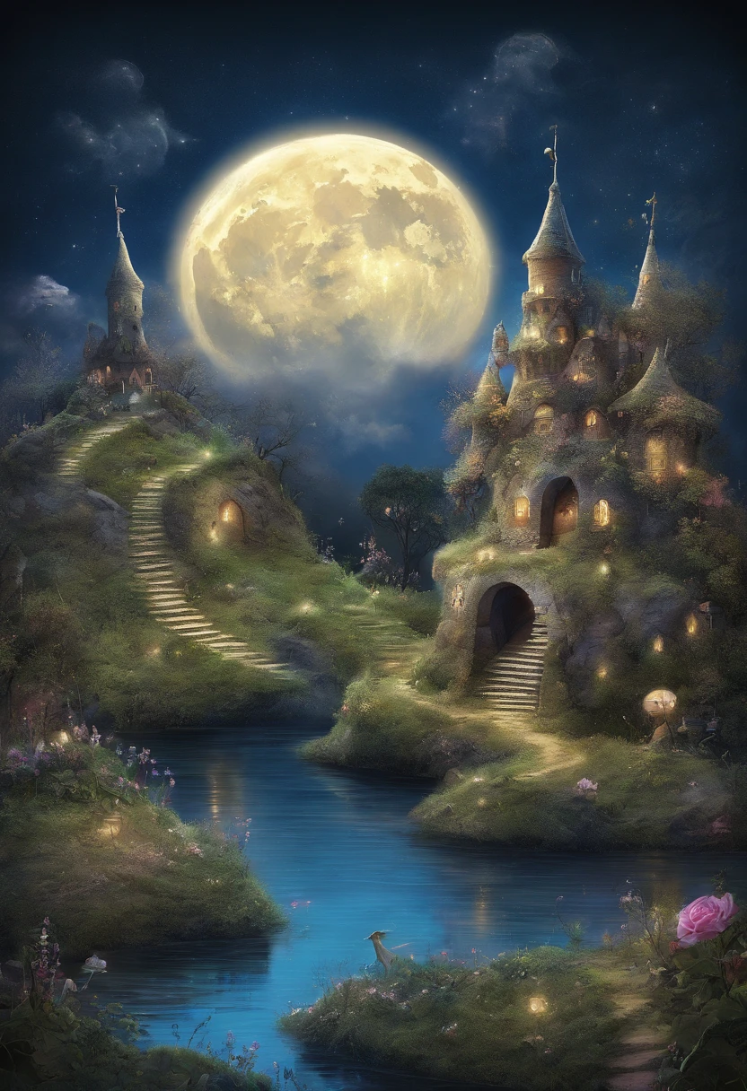 Anthills surrounded by moonlight, Super realistic