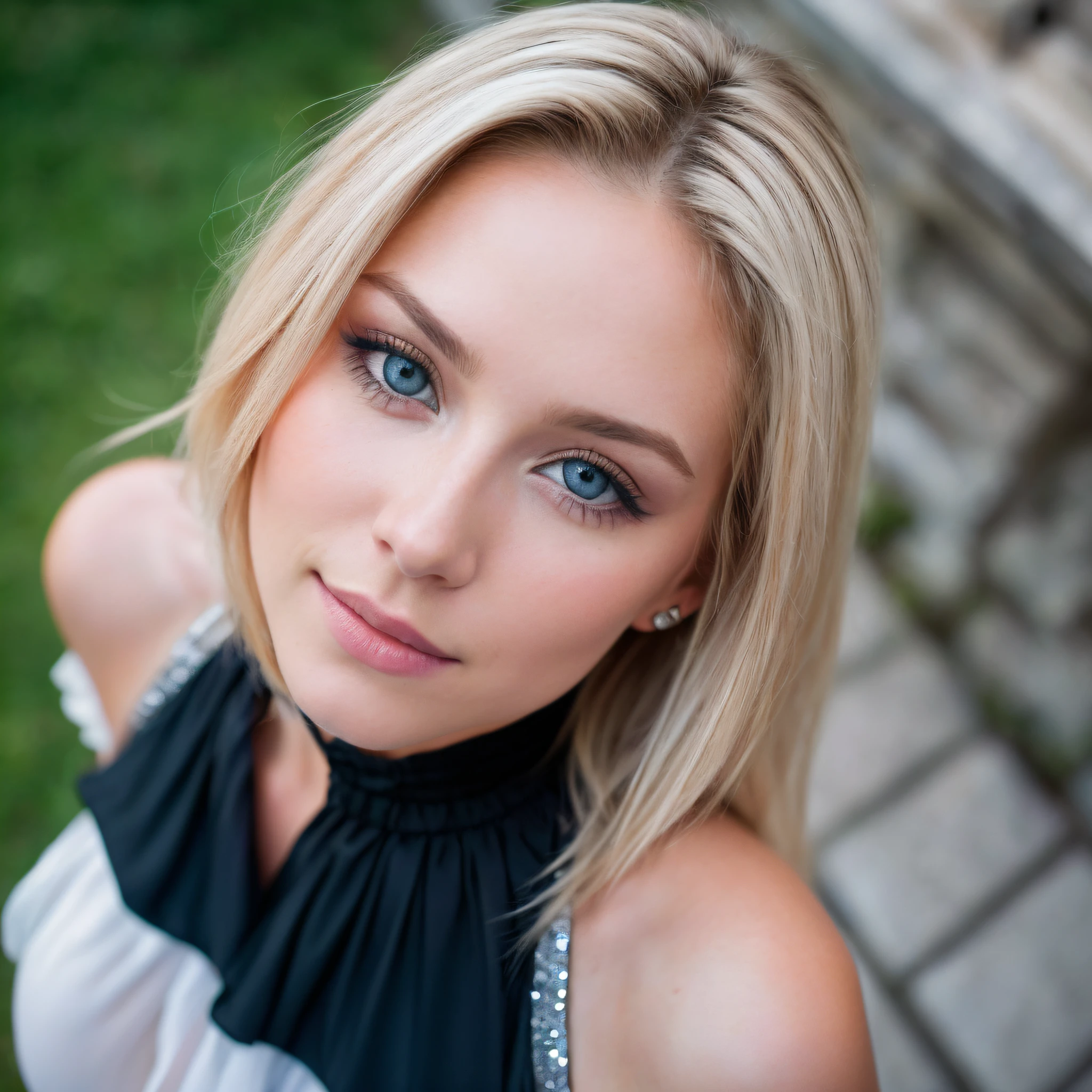 (Selfie, Draufsicht: 1.4), (full of the body: 1.4), RAW UHD portrait photo of a 24-year-old blonde (Blue-eyed woman) big boobs, (Rock), hinter ihr befindet sich der Alexander-Newski-Tempel in Sofia, Bulgarien, (Ausschnitt), Details (Gewebe! , Haar! , Glitzer, Farbe!! , Benachteiligungen: 1.1), shiny eyes with high level of detail (Blick in die Kamera), SLR-Beleuchtung, Spiegelreflexkamera, ultra quality, Sharpness, Depth of field, Filmkorn (Mitte), Fujifilm XT3, kristallklar, Rahmenmitte, Beautiful face, Scharfer Fokus, bokeh (schwach beleuchtet), Tag, Detaillierte Hautporen, Oily skin, Sonnenbrand, Komplexe AugenDetails, full entire body, big boobs