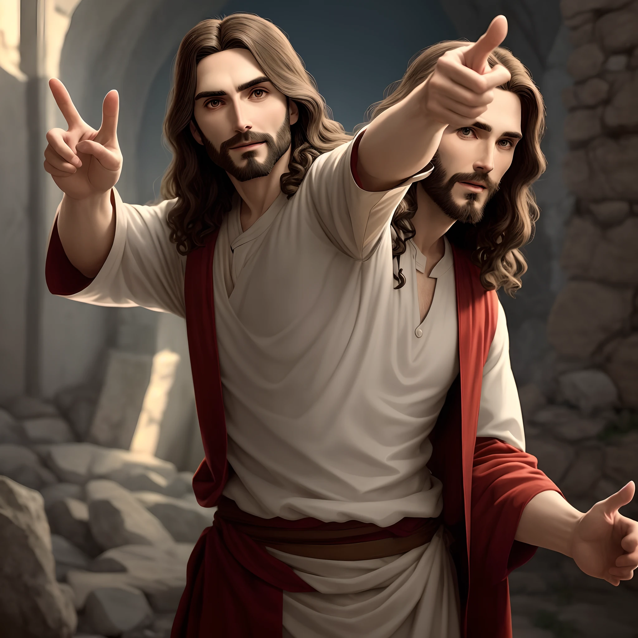 Jesus pointing