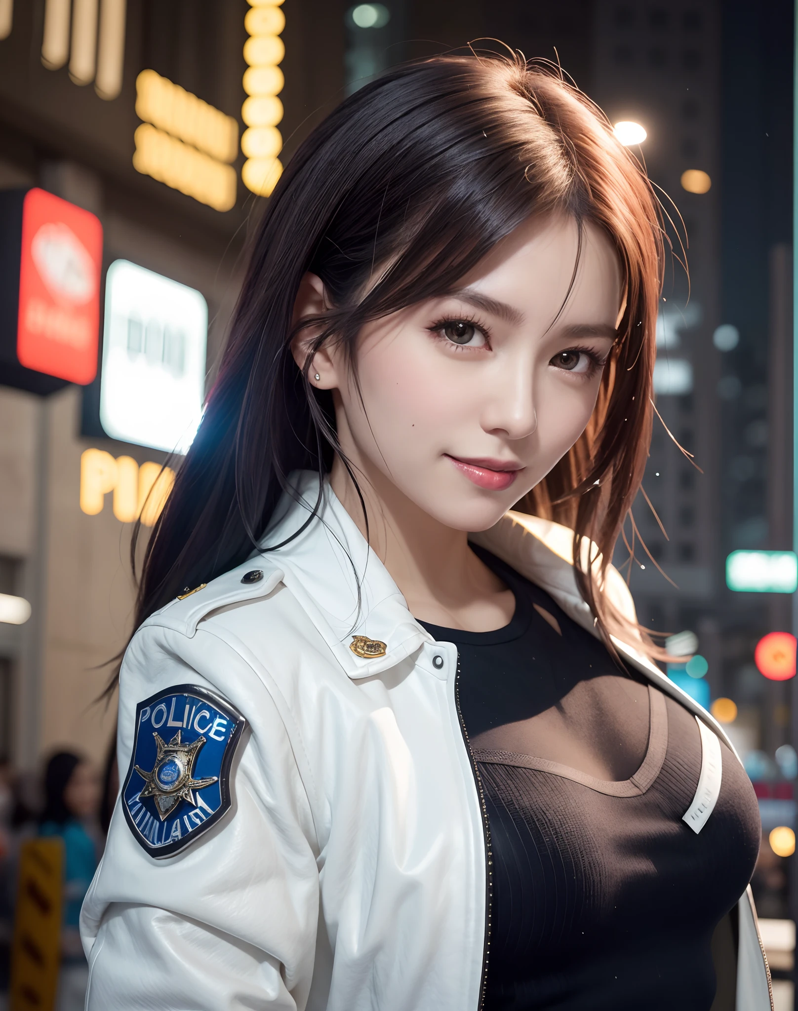 Convert only face、detailed face、glare at the camera with a slightly angry expression、dark makeup、Korean idol style