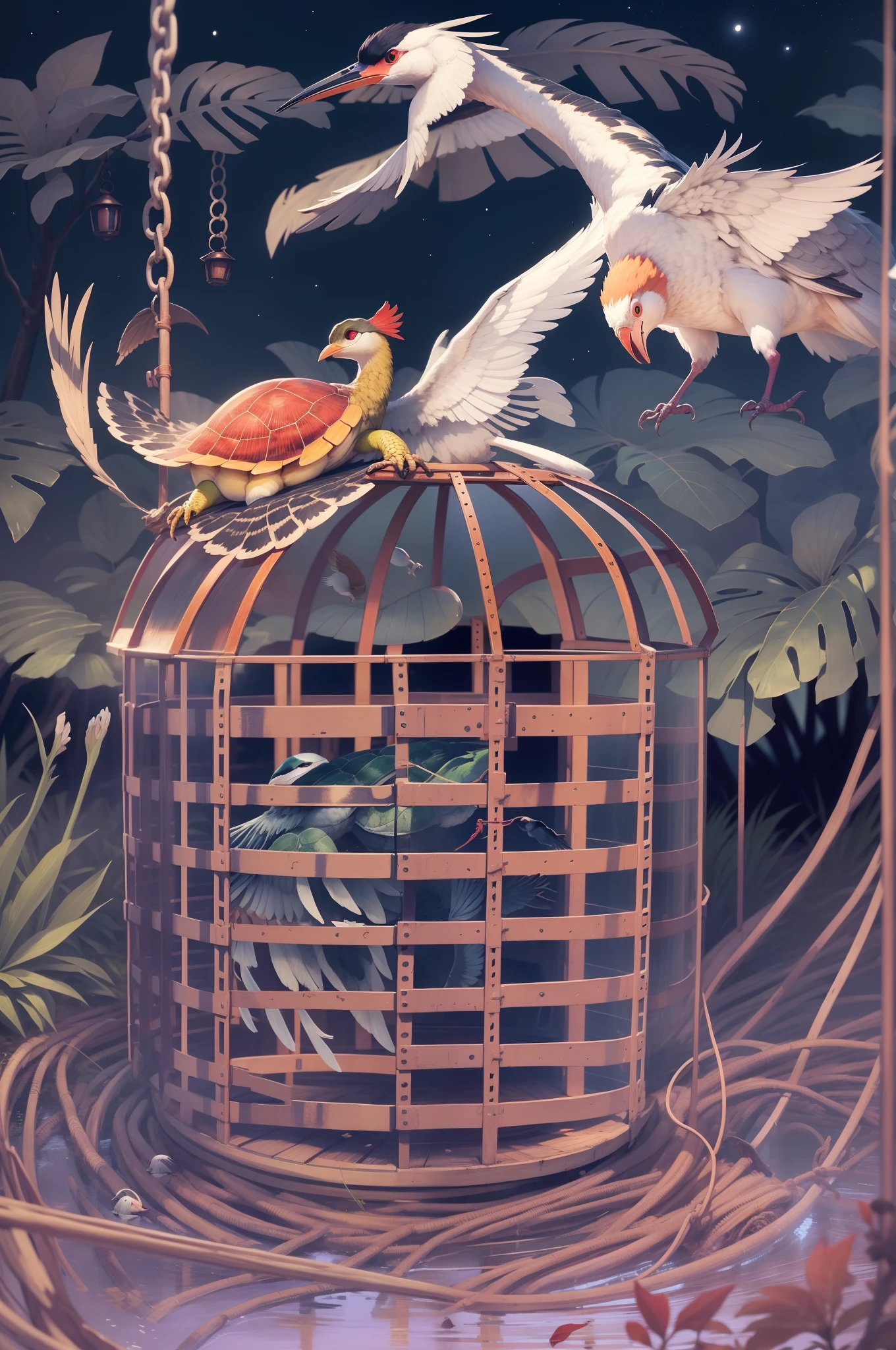 Kagome Kagome The bird in the cage When and when will it come out. On the night of dawn, I slipped with a crane and a turtle, that front behind me.?