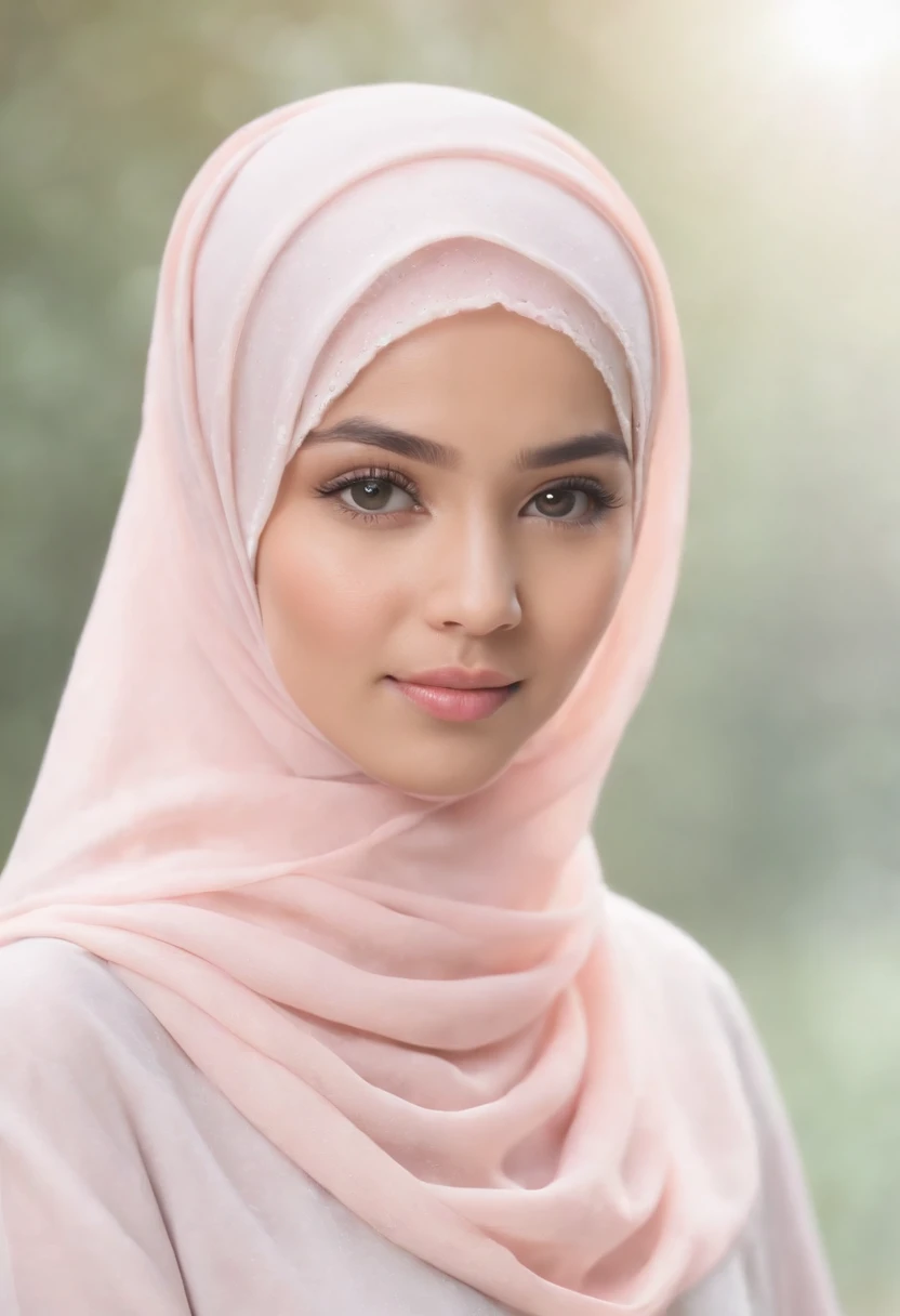 cat, fullbody,1 malay girl in hijab,
(pastel color:1.5),white background,