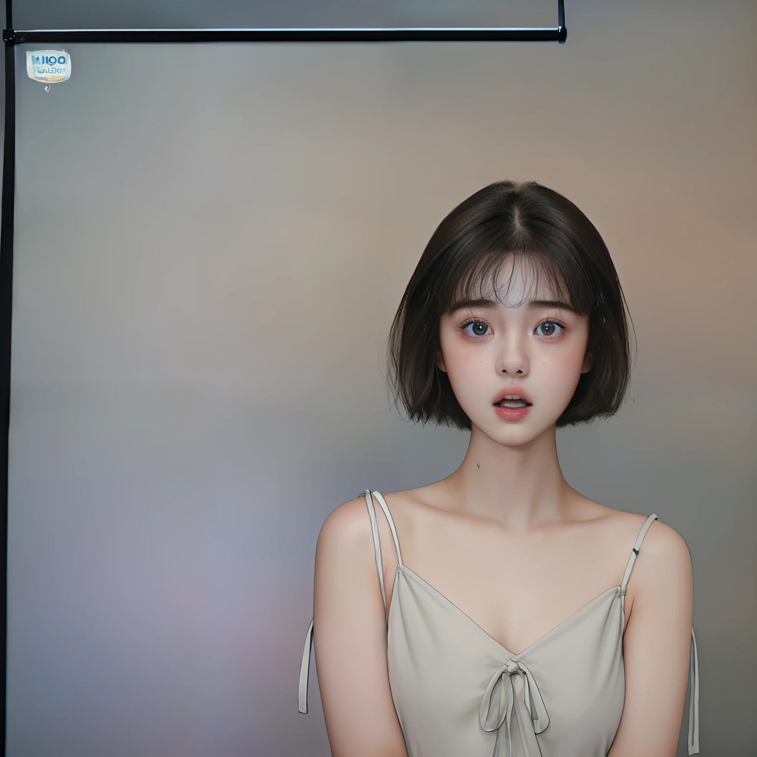 Surprised expression、(a beauty girl:1.5)、15yo student、short-cut、masterpiece、HDTV、((Do not draw the background:1.6))、