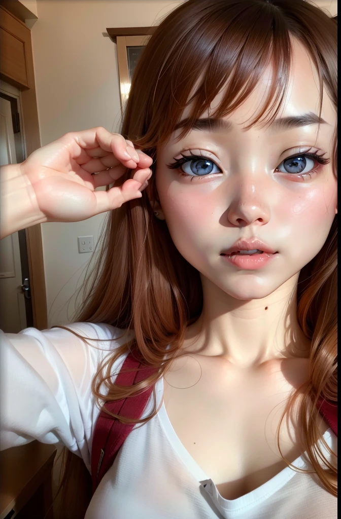 white shirt、clear gray eyes