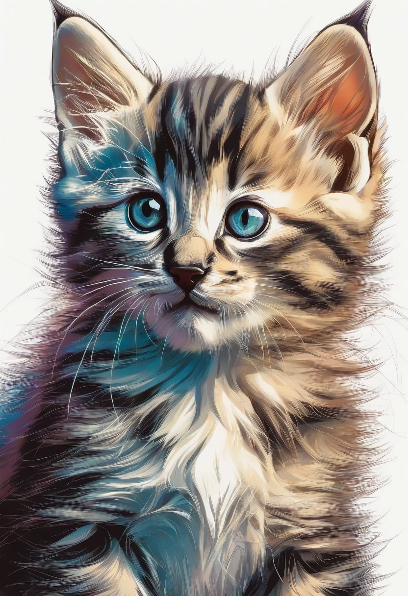 (A kitten:1.5),Two,Shoot from the front,(line-drawing:1.5)