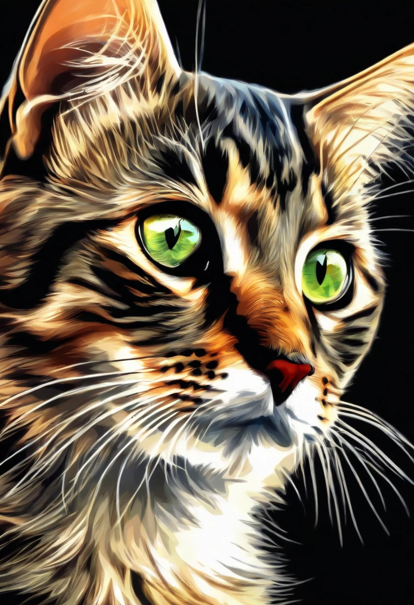 (catss:1.5),Realistic kitten,Two,Shoot from the front,(line-drawing:1.5)
