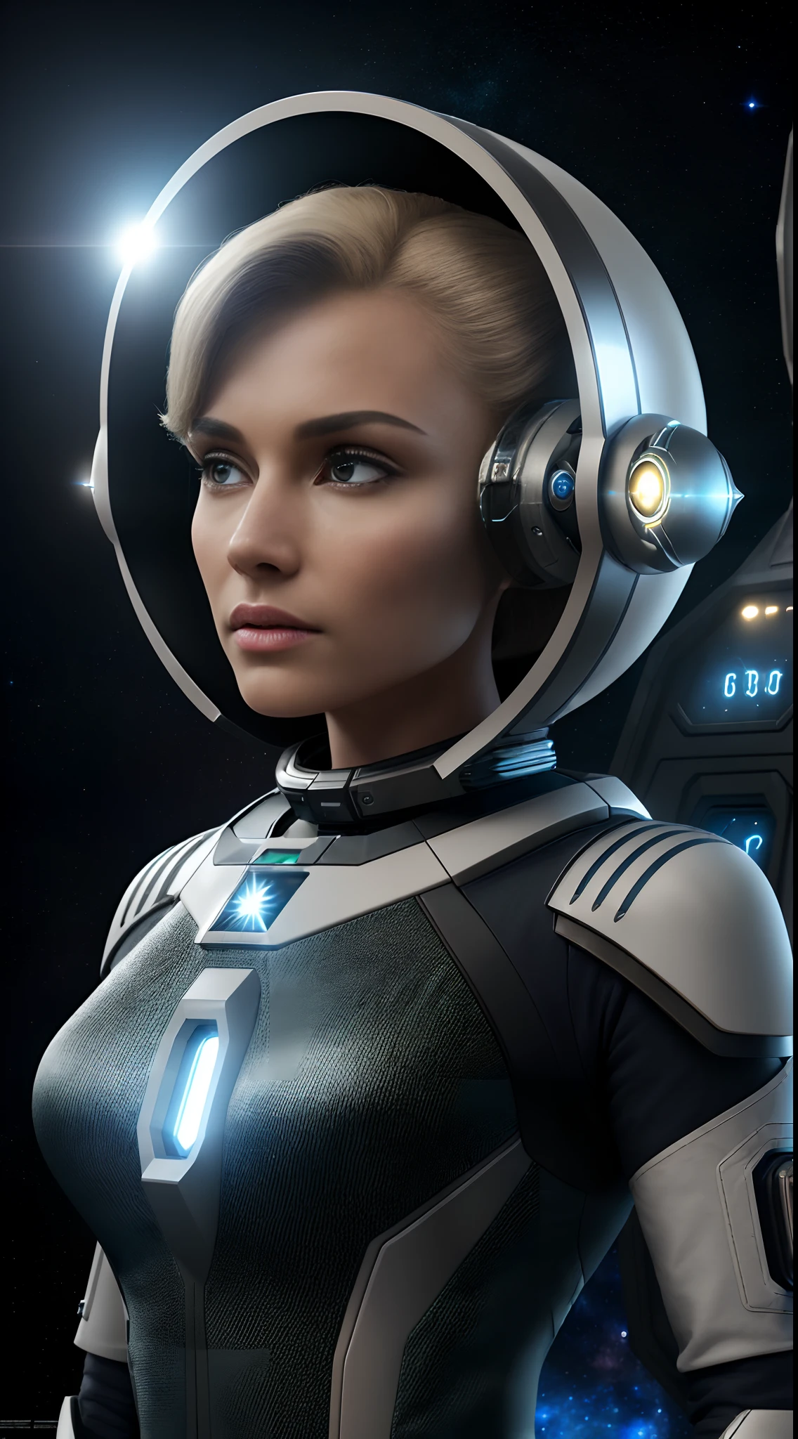 tmasterpiece，Best quality, Masterpiece,Star Trek concept ，  Detailed skin texture, Detailed cloth texture, Detailed face, Super detail, 8K, intricately details, ((A group of girls)), 20 yrs，full bodyesbian，sexy Glass hour body type, Sci-fi premium spacesuit，High contrast, High resolution eyes, Blonde，(((Just came out of a huge advanced spaceship)))，Mist light，Cinematic lenses，Very detailed，Explore on a desolate alien planet,Faraway view，Desolate desert，From the right，starrysky