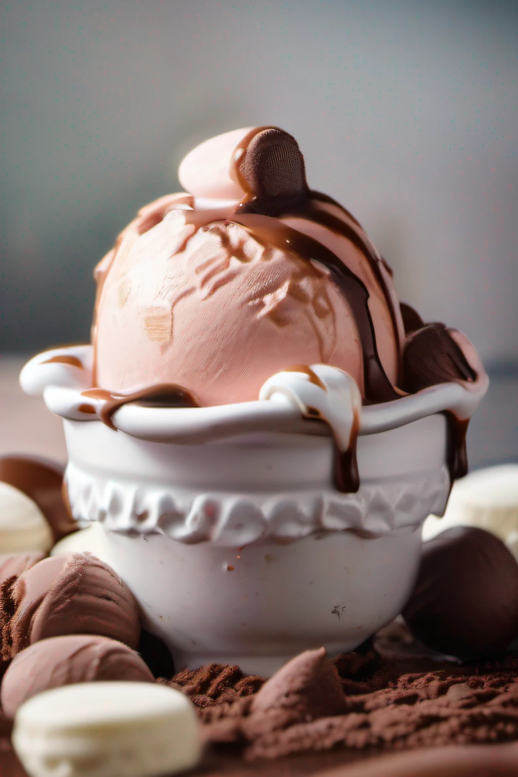 Gaze at this mouth-watering photo,A tempting ice cream masterpiece is on display,Drizzle with rich chocolate。This realistic and detailed image will take you into a world of deliciousness,Let you feel the cold sweetness and the temptation of chocolate。
To create this mouthwatering photo,I used a professional-grade DSLR camera,Equipped with a high-quality macro lens。This camera combination captures every tiny detail of ice cream,Ensure the clarity and authenticity of the image。
Camera settings are carefully adjusted,to accentuate the alluring texture of the ice cream。I chose the appropriate aperture and shutter speed,Make sure the details of the ice cream are clearly captured,And the background is mildly blurred,Make the theme more prominent。
To enhance the attractive appearance of ice cream,I poured chocolate on top。Through the lenses,You can see the melted texture and luster of the chocolate,It is as if you can feel its silkiness and sweetness。This presentation of detail makes the image more realistic and engaging。
Lighting plays a key role in photography,It creates the deliciousness of the ice cream。I used soft and scattered natural light,to avoid excessive shadows,And make the color of the ice cream more full and eye-catching。The angle and intensity of the light is carefully adjusted,to highlight the shape and texture of the ice cream。
This photo presents a perfect ice cream,It has a pleasant appearance,And irresistible。Every detail is captured to life,Make the audience feel as if they can smell the sweet smell of ice cream。It is a tribute to gastronomy,Arouse people's taste buds and happiness。
Let this realistic and detailed image take you into the wonderful world of ice cream,Feel the sweetness and satisfaction it brings。Whether it's in hot summer or cold winter,Ice cream is a delight,It can bring us joy and surprise。Relax now,Savour this delicious ice cream!