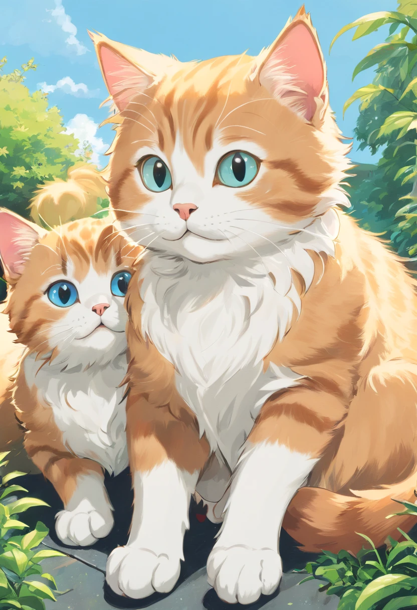 (Cats:1.5),Realistic kitten,Two,Shoot head-on,(line-drawing:1.5)