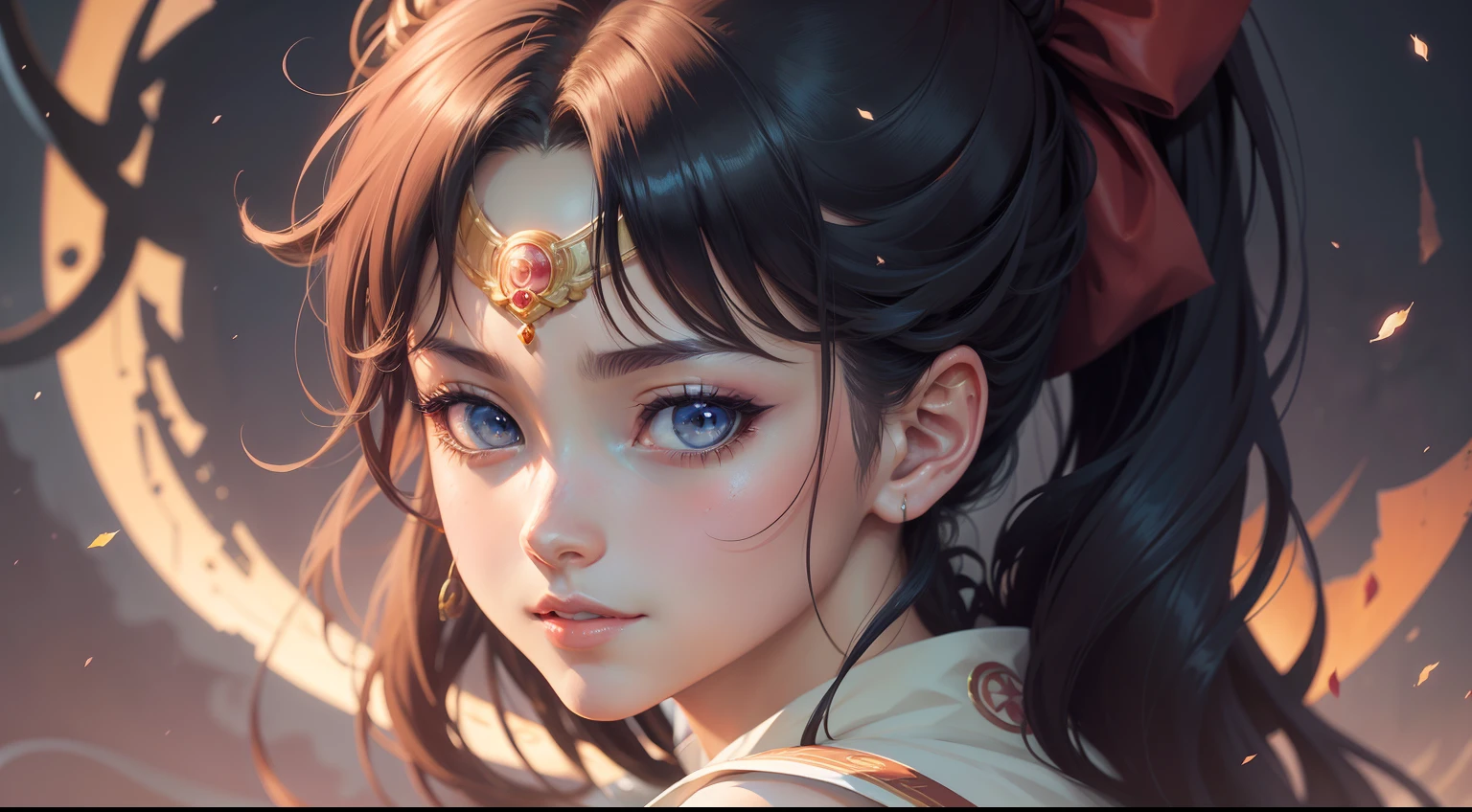 A ultra detailed portrait of a sailor moon 1girl smiling, color digital painting, highly detailed, digital painting, artstation, intricate, sharp focus, warm lighting, attractive, high quality, masterpiece, award-winning art, art by Yoshitaka Amano, and Brian Froud, trending on artstation, trending on deviantart, Anime Key Visual, anime coloring, (anime screencap:1.2),(Graphic Novel),(style of anime:1.3), trending on CGSociety