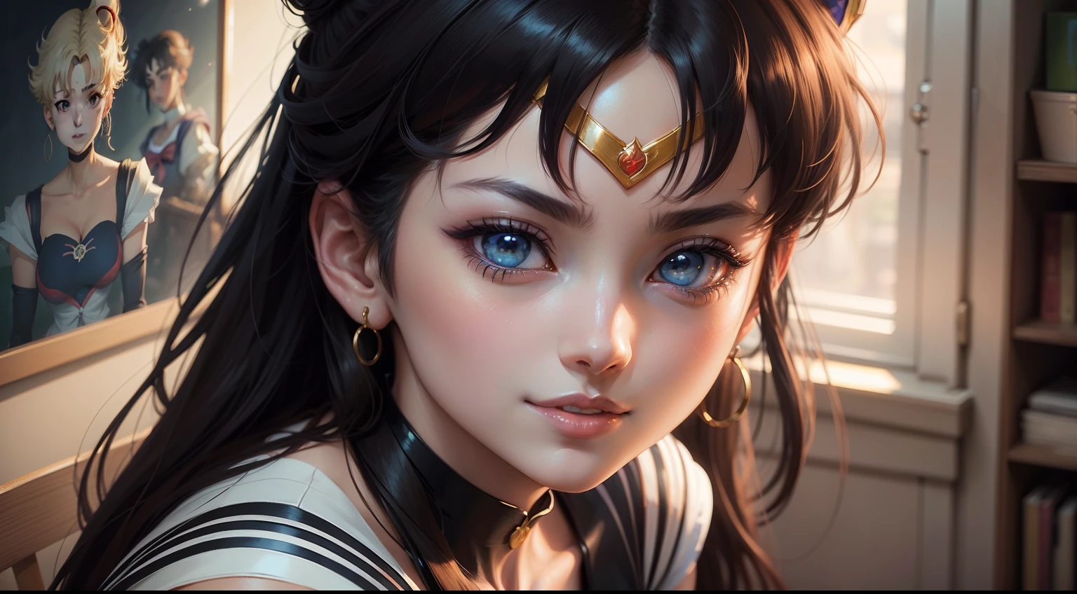 Extremely detailed portrait of Sailor Moon 1 smiling girl, color digital painting, high detail, digital painting, artstation, intricate, Sharp focus, warm light, attractive, high quality, masterpiece, Award-winning art, art by Yoshitaka Amano and Brian Froud, trending on Artstation, trending on DeviantArt, Anime Key Visual, Anime coloring, (anime screencap:1.2),(Graphic Novel),(style of anime:1.3), Trending on CGsociety