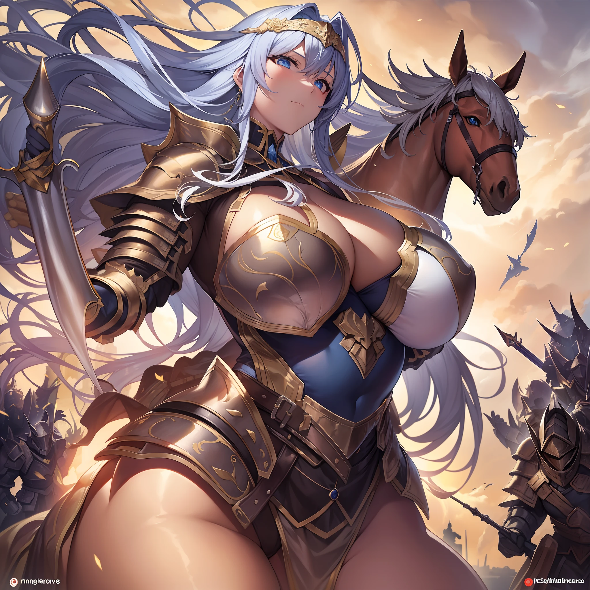 masterpiece++、top-quality++、ultra-definition++、ultra-definition++、4K++、8K++、From Side、(Background Focus)++、(((1人の女性)))+++、、Woman in sexy clothes、Cast spells of a huge chested army dressed in full-body armor riding a warhorse in a city that destroys the battlefield、Rune on the battlefield with a full-body armor-clad army on a warhorse、The magic of the Colossal Corps in full-body armor riding a warhorse on the battlefield、Huge chested legions wearing full body armor ride warhorses on the battlefield flying overhead、Busty magician in full body armor riding a warhorse on the battlefield、Goddess with big in full-body armor riding a warhorse on the battlefield、detailed fantasy art、Fantasy Art Style、Blake beautiful ancient battlefield witch riding a huge legion with full body armor、A queen riding a warhorse in a huge breasts corps wearing full body armor on the battlefield、Fantasy Art Behans、Sorcerer riding a warhorse with busty legion wearing full body armor on beautiful battlefield、Sorcerer in combat stance wearing full body armor on beautiful battlefield、Fragments of a huge legion wearing full-body armor、Riding a warhorse on a shiny floating battlefield、A magic circle where a huge army wearing full body armor runs on the battlefield、 Sparks of a full-body armored colossal breasts corps riding a warhorse on a dazzling battlefield、Colossal breasts corps wearing full-body armor riding warhorses on the battlefield Colossal breasts corps wearing full-body armor riding warhorses on the battlefield、Huge chested legion wearing full body armor riding warhorses on the battlefield、Colossal breasts corps on a warhorse on the battlefield wearing full-body armor on a colossal breasts corps corps army horseHair fluttering in the style of a full-body army、Blake Isekai Beautiful、Colossal breasts corps wearing full-body armor on the battlefield on the battlefield Crown of the Colossal breasts corps wearing full-body armor riding a warhorse on the battlefield、Detailed clothing、Mischievou