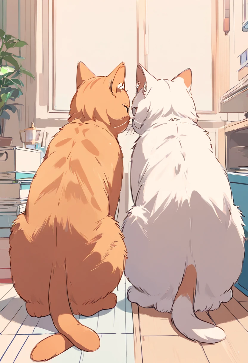 (Cats:1.5),Realistic kitten,Taken from behind,(line-drawing:1.5)