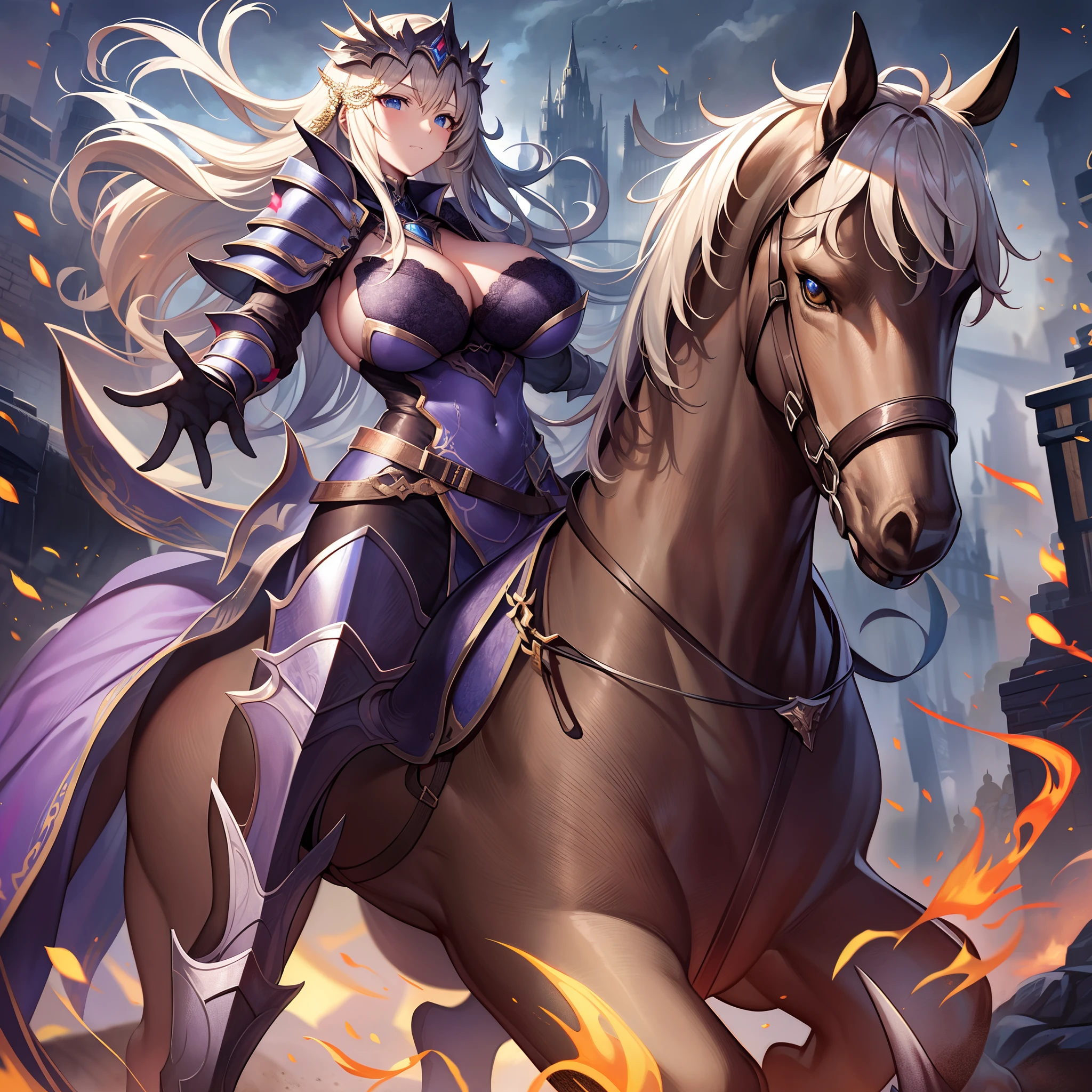 ​masterpiece++、top-quality++、ultra-definition++、ultra-definition++、4K++、8K++、From Side、（Background Focus）++、（（（1人の女性）））+++、、Woman in sexy clothes、Cast spells of a huge chested army dressed in full-body armor riding a warhorse in a city that destroys the battlefield、Rune on the battlefield with a full-body armor-clad army on a warhorse、The magic of the Colossal Corps in full-body armor riding a warhorse on the battlefield、Huge chested legions wearing full body armor ride warhorses on the battlefield flying overhead、Busty magician in full body armor riding a warhorse on the battlefield、Goddess with big in full-body armor riding a warhorse on the battlefield、detailed fantasy art、Fantasy Art Style、Blake beautiful ancient battlefield witch riding a huge legion with full body armor、A queen riding a warhorse in a huge breasts corps wearing full body armor on the battlefield、Fantasy Art Behans、Sorcerer riding a warhorse with busty legion wearing full body armor on beautiful battlefield、Sorcerer in combat stance wearing full body armor on beautiful battlefield、Fragments of a huge legion wearing full-body armor、Riding a warhorse on a shiny floating battlefield、A magic circle where a huge army wearing full body armor runs on the battlefield、 Sparks of a full-body armored colossal breasts corps riding a warhorse on a dazzling battlefield、Colossal breasts corps wearing full-body armor riding warhorses on the battlefield Colossal breasts corps wearing full-body armor riding warhorses on the battlefield、Huge chested legion wearing full body armor riding warhorses on the battlefield、Colossal breasts corps on a warhorse on the battlefield wearing full-body armor on a colossal breasts corps corps army horseHair fluttering in the style of a full-body army、Blake Isekai Beautiful、Colossal breasts corps wearing full-body armor on the battlefield on the battlefield Crown of the Colossal breasts corps wearing full-body armor riding a warhorse on the battlefield、Detailed clothing、Mischievou