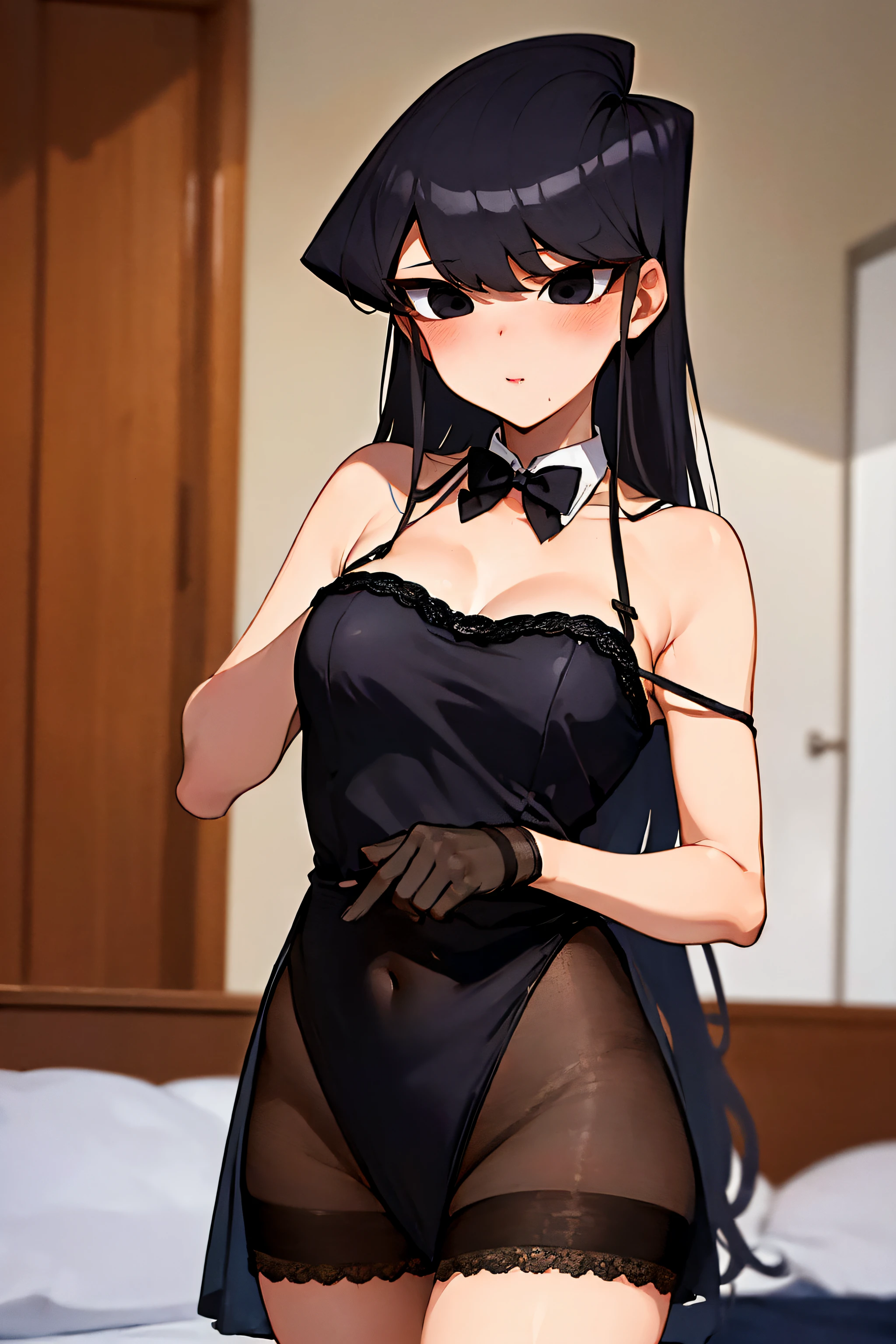 (((Komi Shouko))), (((1 apenas gilr))), lingerie, envergonhada, (((sexy))) pelada, ((segurando a bunda))