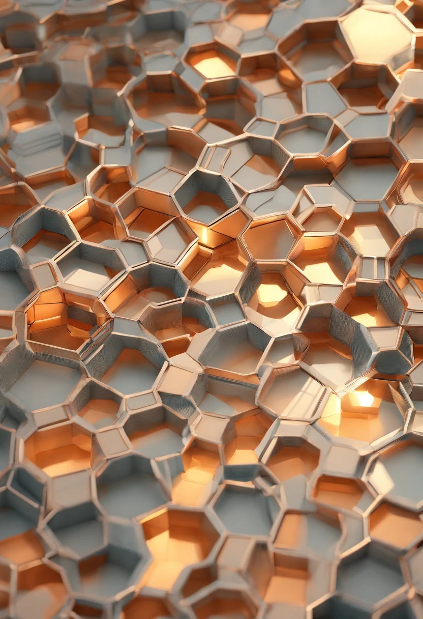 A hollow hexagon wrapped with lines