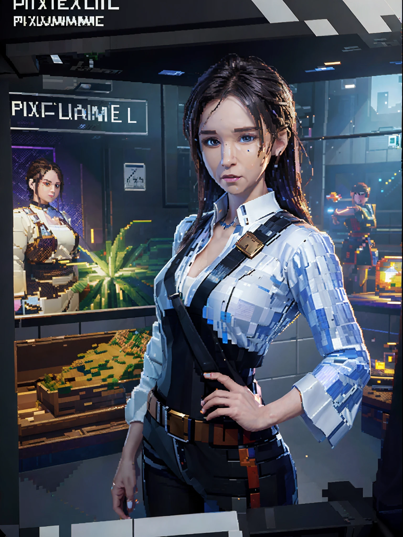 "Taken 7 Pixel game Scene, chaotic characteristics, Nvidia ray tracing, DLSS 3, concept art, matrix environment, materialistic colors, masterpiece collection, award winning artwork, ((((((main focus generate an pixel game scene))))))