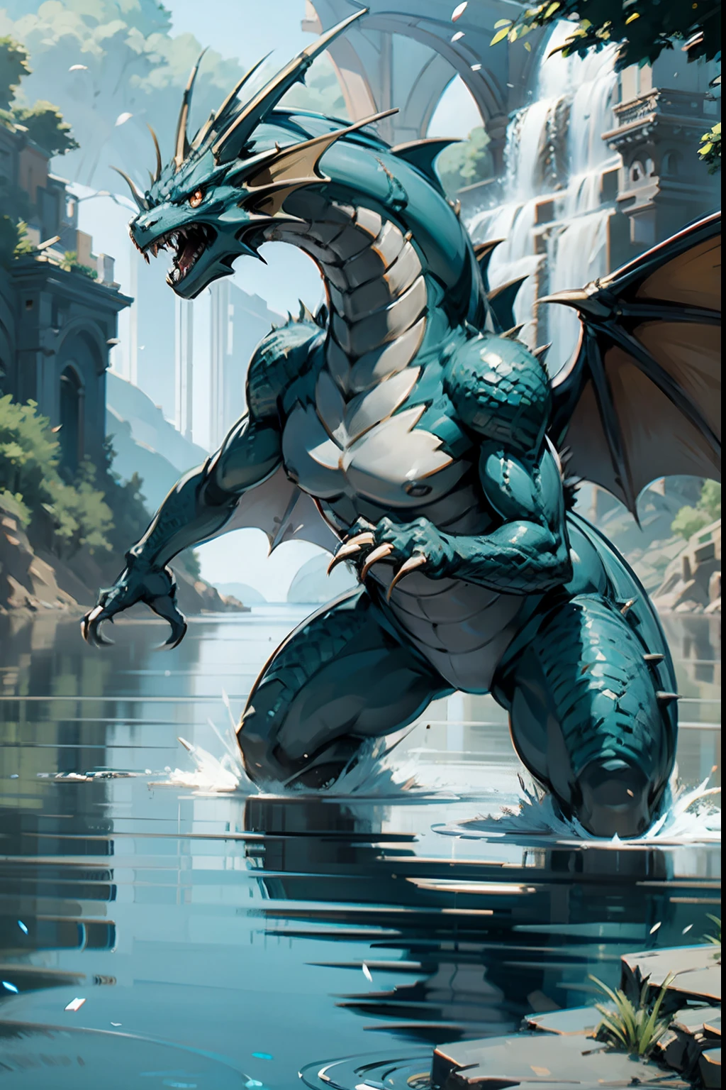 water type dragon pokemon in river full body