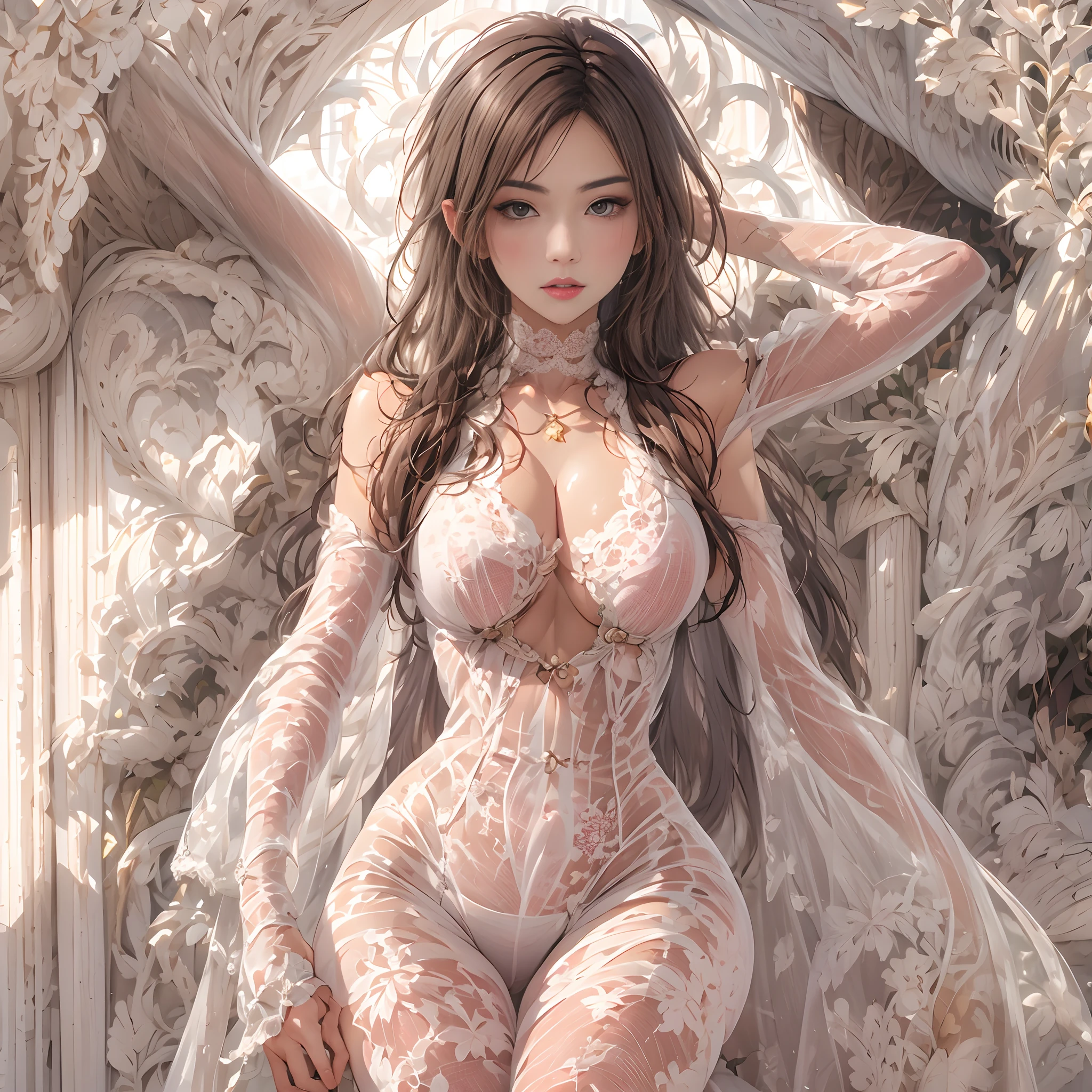 Masterpiece, Optimal quality Detailed face, CharacterDesignSheet,full bodyesbian, perfectly proportions,Full of details, Multiple poses and expressions, Highly detailed, Depth, beuaty girl,Lace,lacepantyhose, High Balance, suns,Natural light