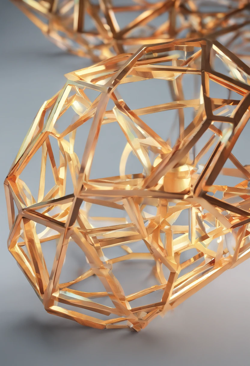 A separate hollow hexagon wrapped separately with lines on a separate plane