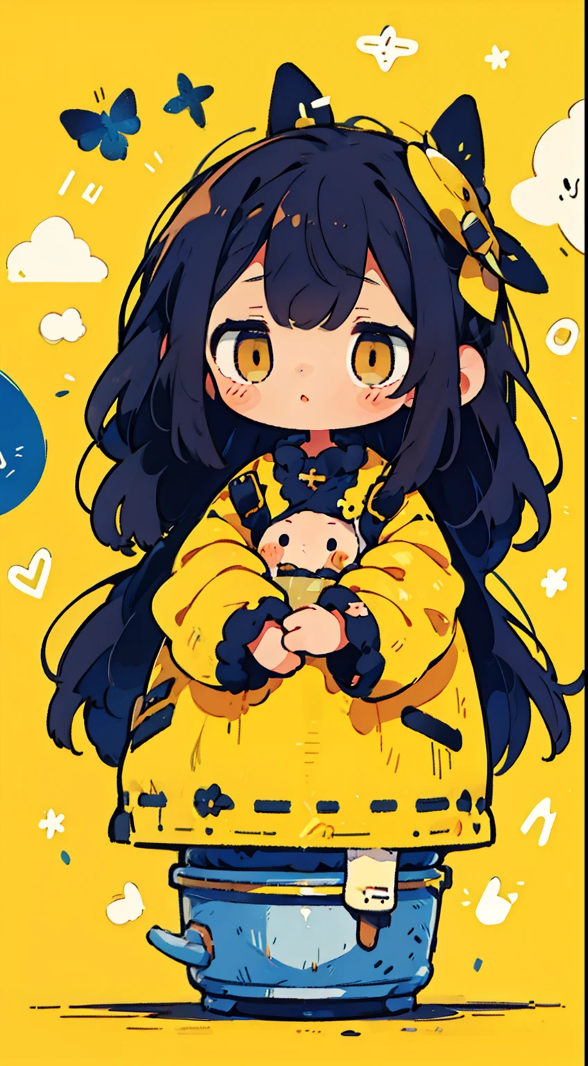 Pot ba,One girl、yellow long hair、Cute little kids、Cos suit、Brown eyes、tmasterpiece、top-quality、Top image quality