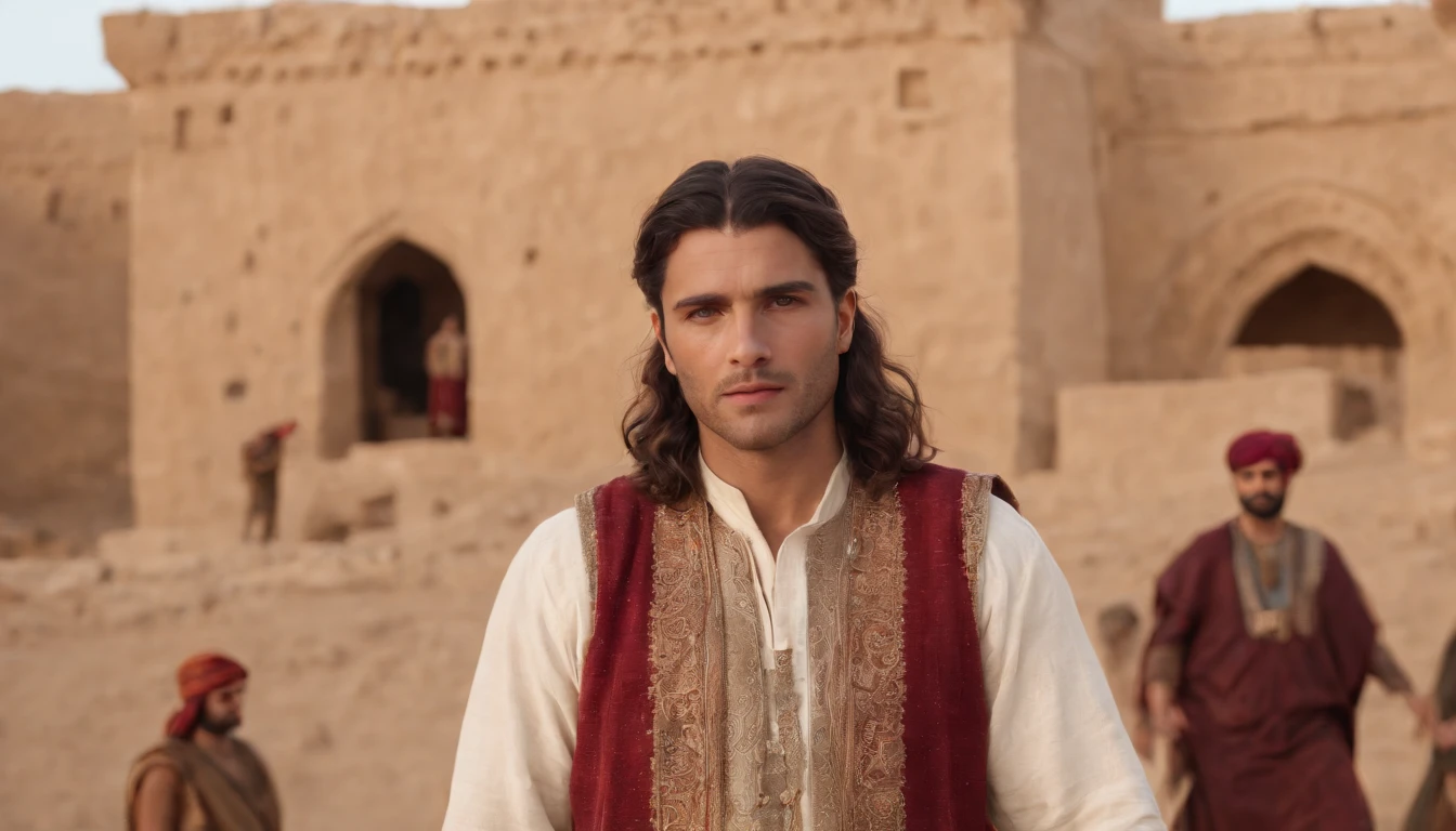 (Professional 3D rendering:1.3) de (Realistic:1.3)Jonas, The Biblical Character, is described as a man of average height, with dark hair and deep eyes that express wisdom and concern. Your skin is tanned by the sun and wind, indicating a life spent in coastal areas and sailing. He wears a simple tunic, com um cinto de couro amarrado na cintura, A common costume for the prophets of the time.
The historical setting in which Jonah lived dates back to the eighth century to.C., a time of great upheaval in the Middle East region. Nineveh, the capital of the Assyrian Empire, It is a majestic city, cercada por altas muralhas e torres imponentes. Its streets are busy and colorful, com mercadores vendendo de tudo, from exotic spices to fine fabrics. The city is known for its grandeur, but also for its cruelty, since the Assyrians were notorious for their brutal warfare tactics.