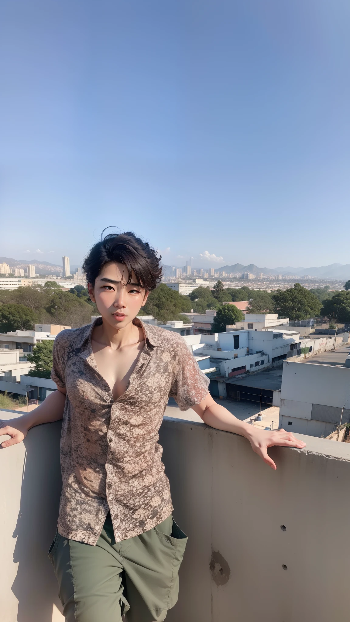 Please enhance it in more Realistic scenery type blur Background pic with same pose