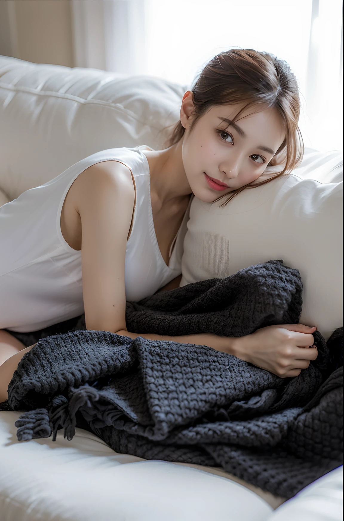 (((Medium hair))), best qualtiy, 8K, hdr, A high resolution, absurderes:1.2, blur backgroun, Background bokeh:1.2, photography of, (RAW photo:1.2), (真实感:1.4), (Masterpiece:1.3), (complexdetails:1.2), 1girll, 独奏, japanaese girl, delicated, Beautiful detailed, (Delicate double eyelids), (Detailed facial features), Bigboobs, (((Large breasts))), Skin Firm, (Looking_at_peeping at the viewer), From_Front, (being thin),(best qualtiy:1.4),(超A high resolution:1.2),cinematic lighitnglamplight,(Extremely detailed illustration),(Gloss on lips,best qualtiy,超A high resolution,depth of fields,Caustics,Extensive illumination,naturalshadow,85mm, f/1.4, iso 200, 1/160s:0.75),1girll, Solo, (((Silk vest))) Smile, ((silk garment,pleatedskirt,Classroom))