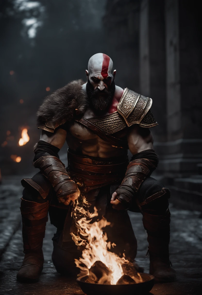 《the god of war》Kratos in a black suit