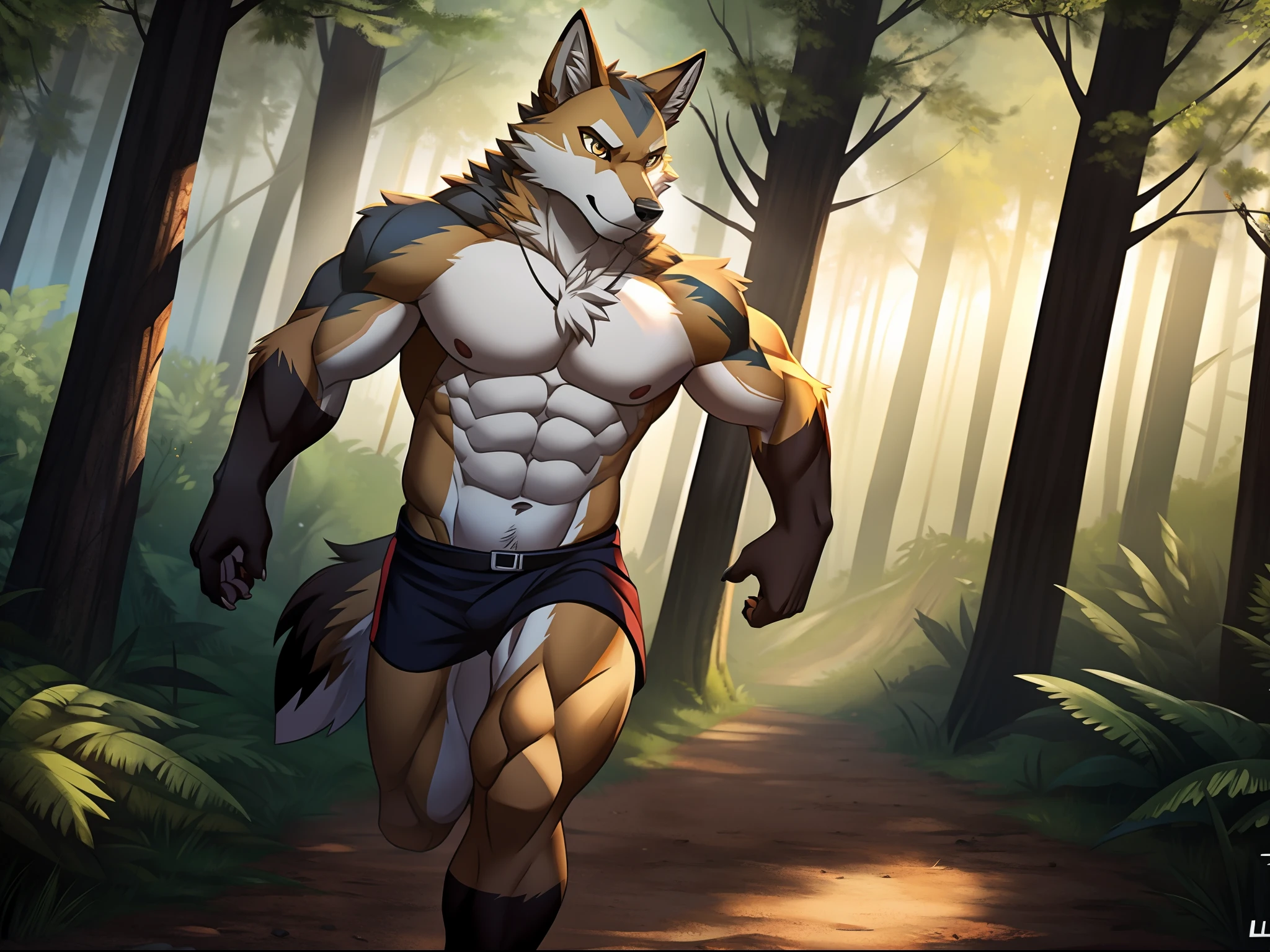 （Solo），coyote，Muscular，ln the forest，run