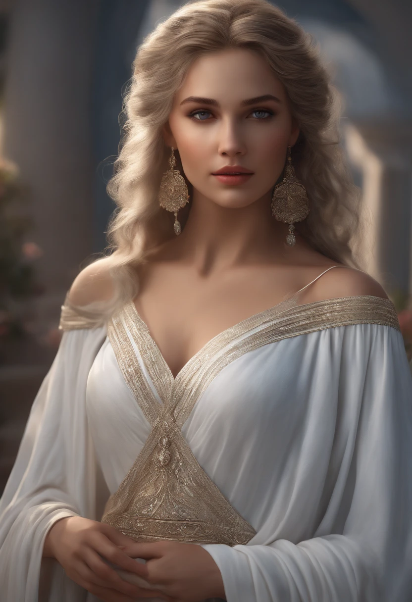 Woman 20 years old, Cold beauty, Perfect facial features of the Greek goddess, fine facial traits, White Skin Skin, white colored hair, ultra realistis, photo realism, finely detail, Best Quality, CG Unity wallpapers with high detail 8k, perfect artwork,