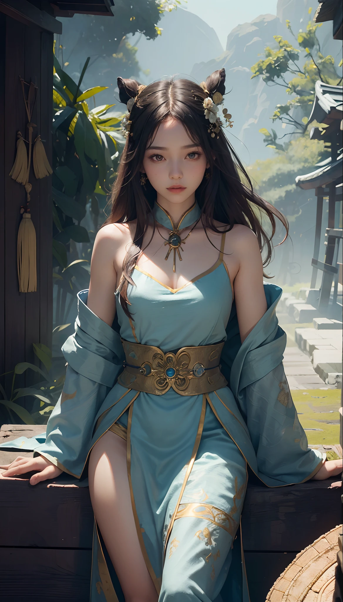 (1girl:1.3),solo,__body-parts__,
official art, unity 8k wallpaper, ultra detailed, beautiful and aesthetic, beautiful, masterpiece, best quality,Fantastical Atmosphere, Calming Palette, Tranquil Mood, Soft Shading,
Miko priestess, charm spell, talisman familiar, shrine maiden duties,