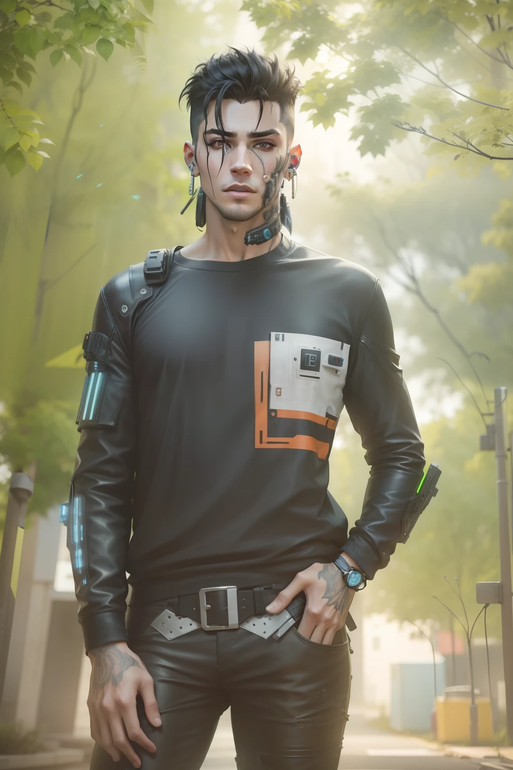 Change background cyberpunk handsome boy, realistic face, 8k,ultra realistic,