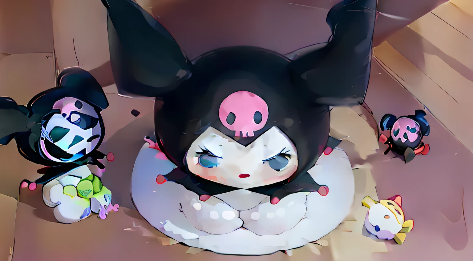 Sad Kuromi sitting on the floor