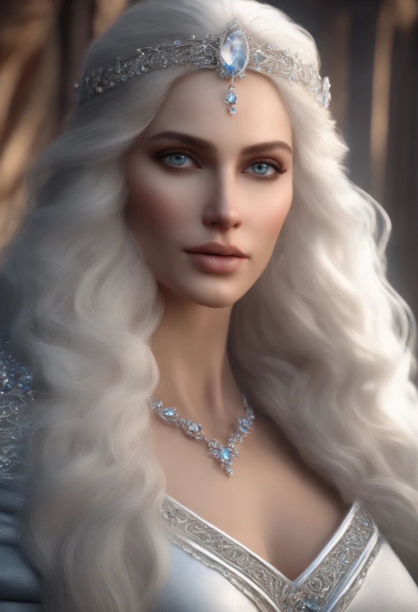 Aldona's Snow Queen, Cold beauty, Perfect chiseled facial features of the Greek goddess of beauty, fine facial traits, White Skin Skin, white colored hair, ultra realistis, photo realism, finely detail, Best Quality, CG Unity wallpapers with high detail 8k, perfect artwork,