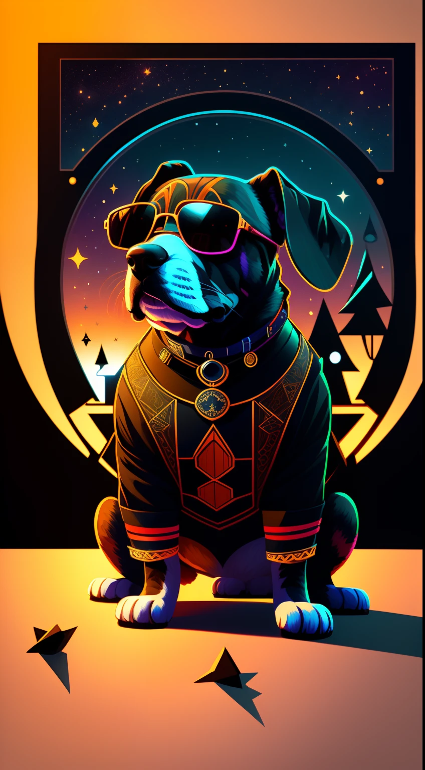 (1 dog （anthropomorphic turtle，））wearing a choker，with tattoos, sunglasses, Black leather jacket,black glove（guitar）Masterpiece, Centered, symetry,expert, insanely details, 4K, composition, The frames, picure, Intricate, voluminetric lighting, Beautiful, rich deep colors masterpiece, Sharp focus, Ultra detailed, in the style of dan mumford and marc simonetti, astrophotography