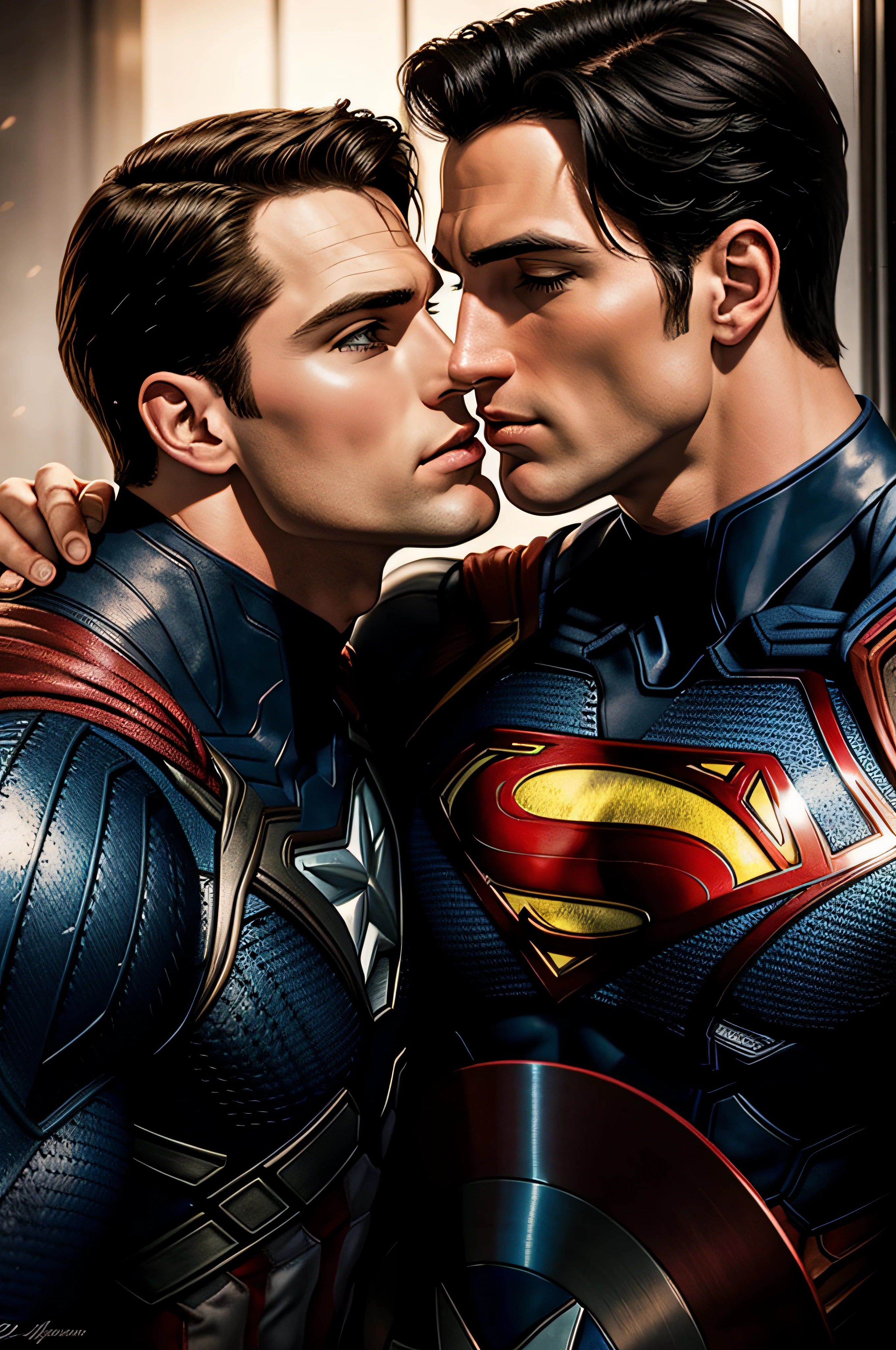 Superman kissing Captain America