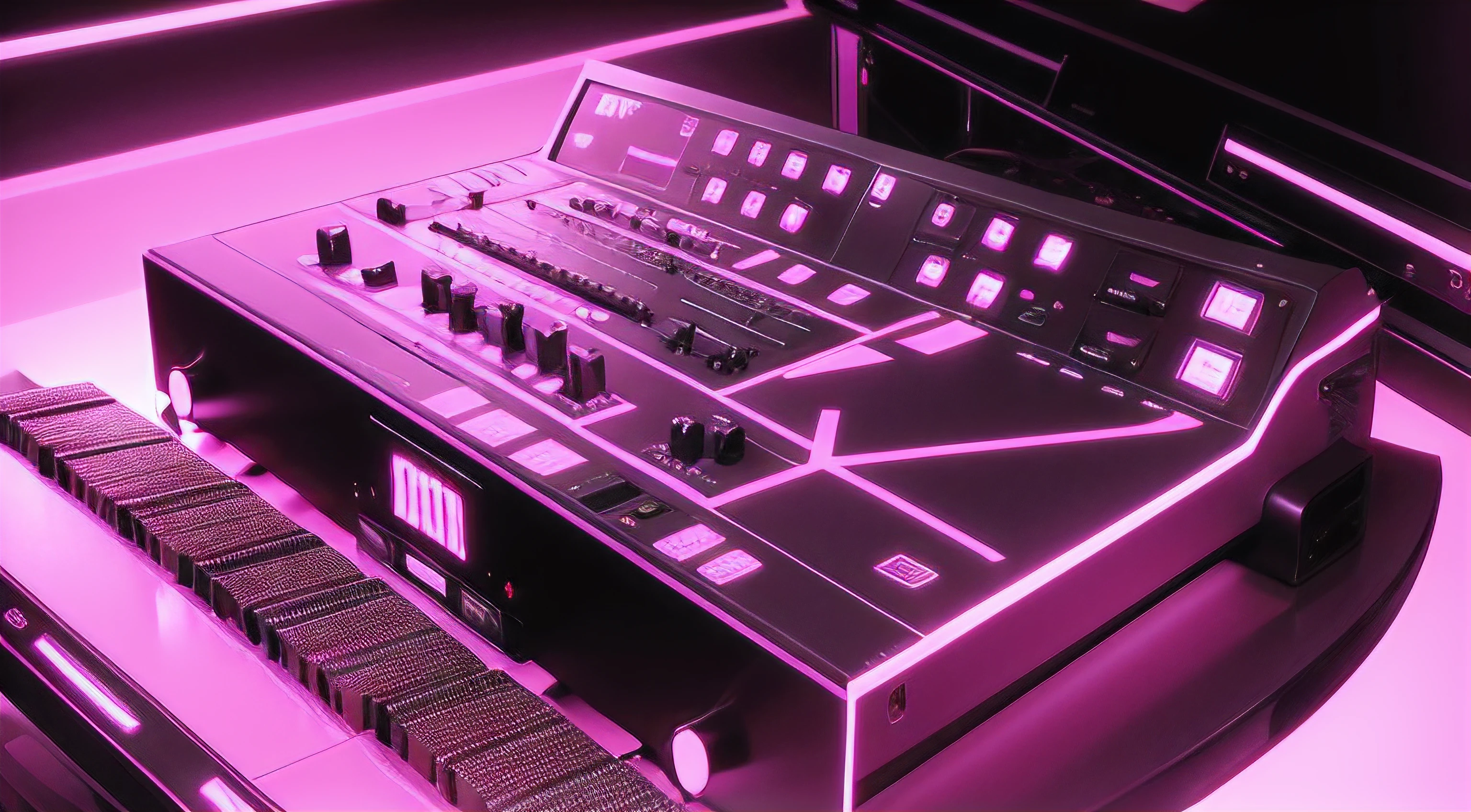 musical abstract environment in black and pink colors