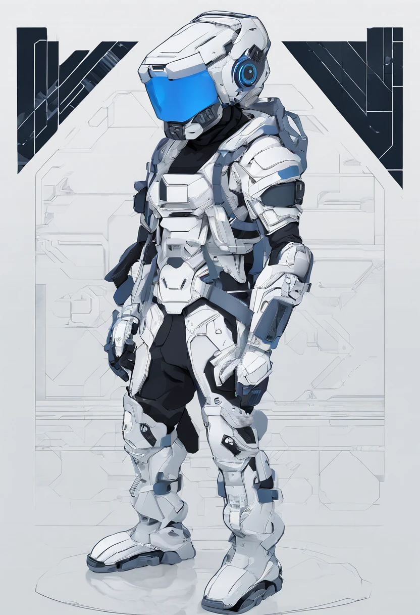 a fantastic square cyberhelmet with blue lights, best quality, masterpiece