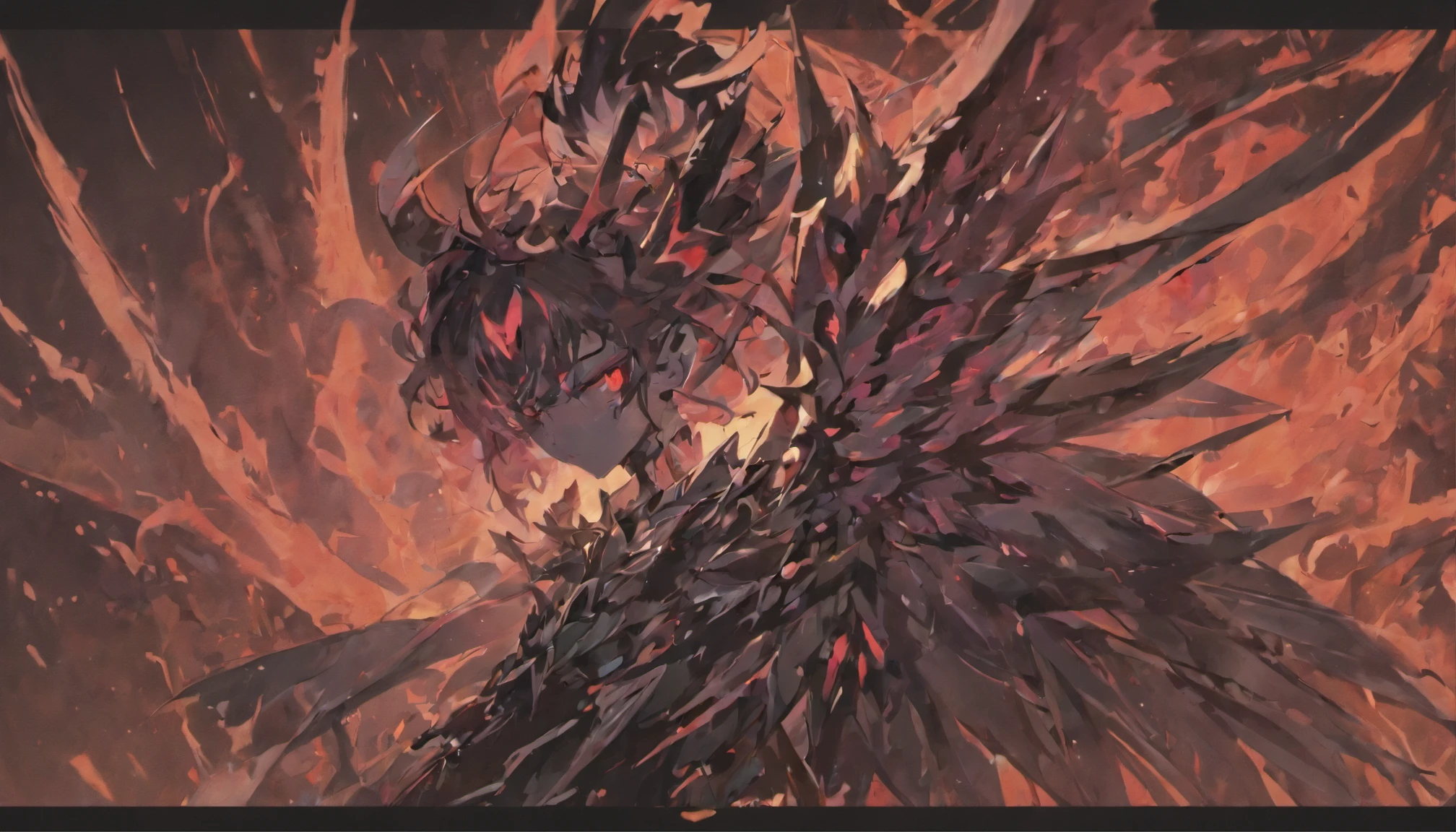 A demon with small white wings on its back, long ears, messy black hair, bright albino red eyes, and dressed in a black suit. The demon has a unique feature of multicolored hair, including patches of white hair. The artwork should showcase the demon prominently, allowing its presence to be the focus. The medium used for the artwork can be a digital illustration with a 3D rendering effect, providing a visually stunning and intricate portrayal. The image quality should be of the best quality, with a high resolution of 4k or 8k. The details of the demon should be ultra-detailed, allowing for a realistic and photorealistic depiction. The colors used should be vivid, adding depth and intensity to the image. Additionally, the lighting should emphasize the features and details of the demon, creating a visually striking and captivating effect.